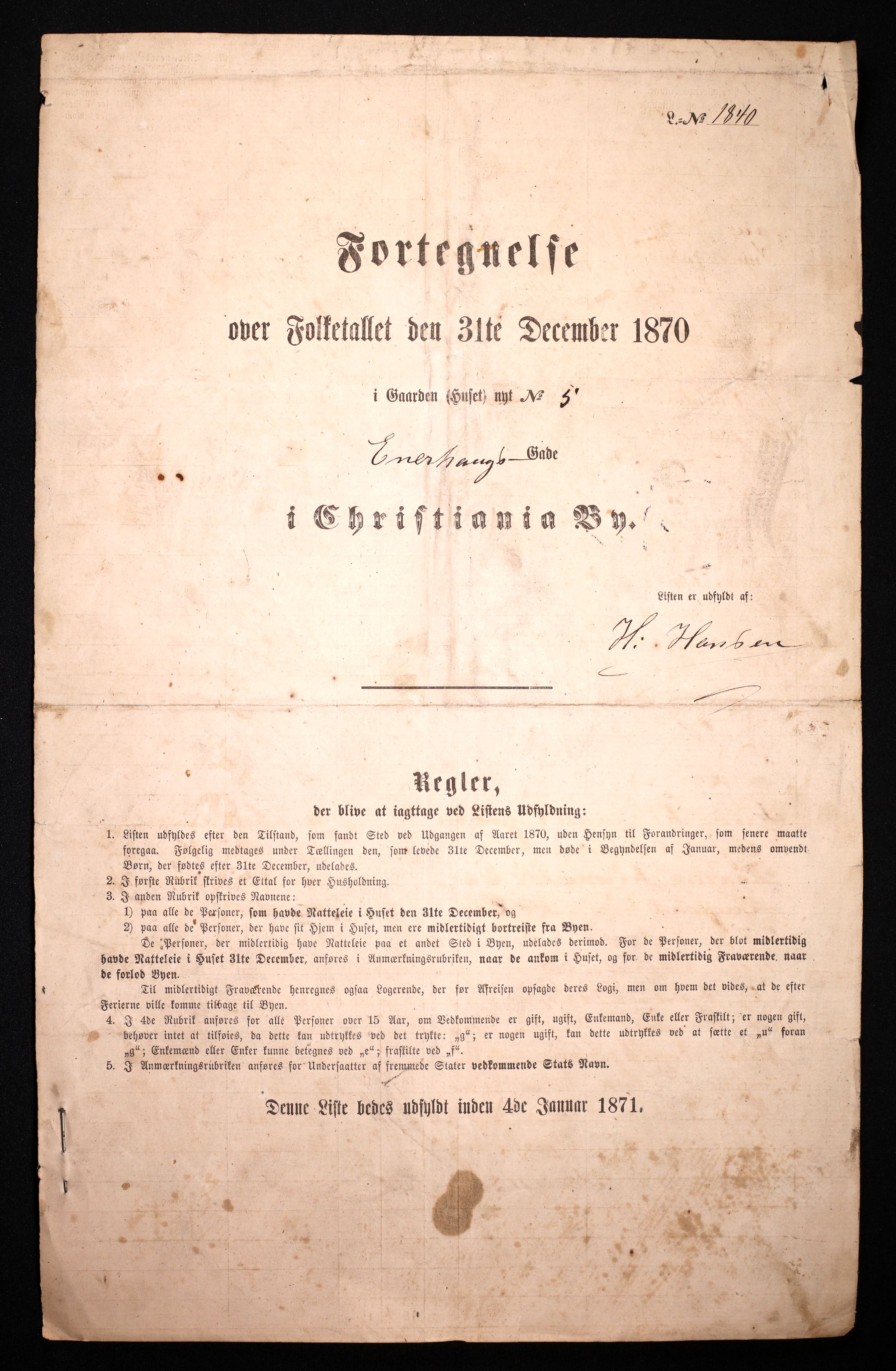 RA, Folketelling 1870 for 0301 Kristiania kjøpstad, 1870, s. 821