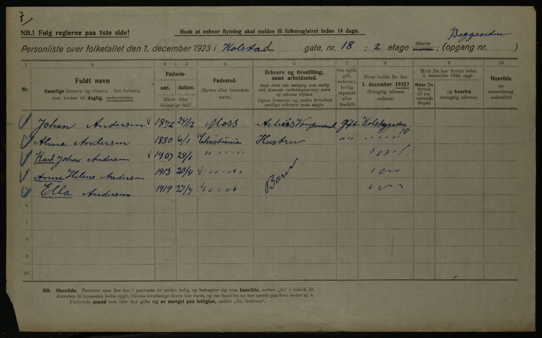 OBA, Kommunal folketelling 1.12.1923 for Kristiania, 1923, s. 58800