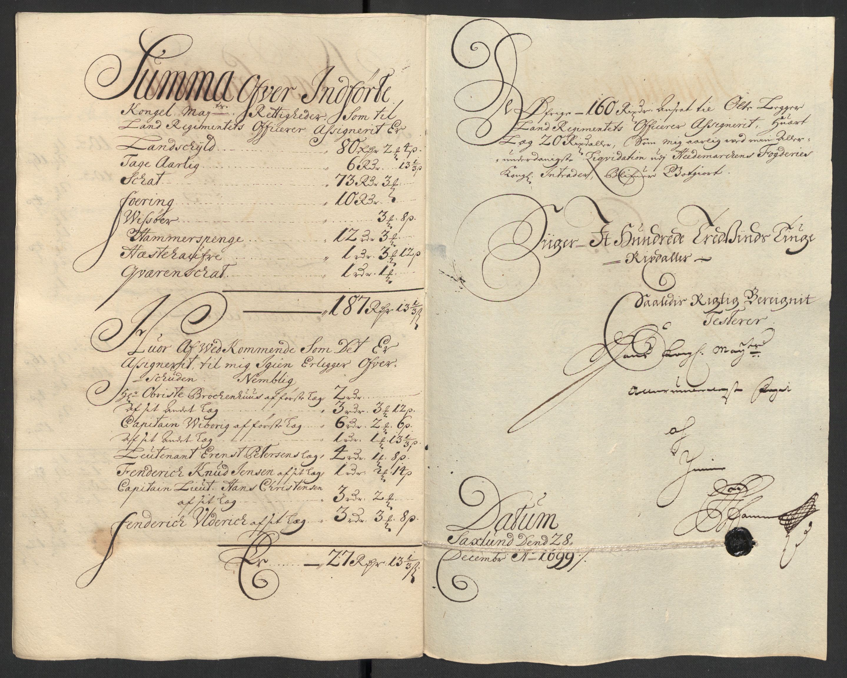 Rentekammeret inntil 1814, Reviderte regnskaper, Fogderegnskap, AV/RA-EA-4092/R16/L1038: Fogderegnskap Hedmark, 1699, s. 146