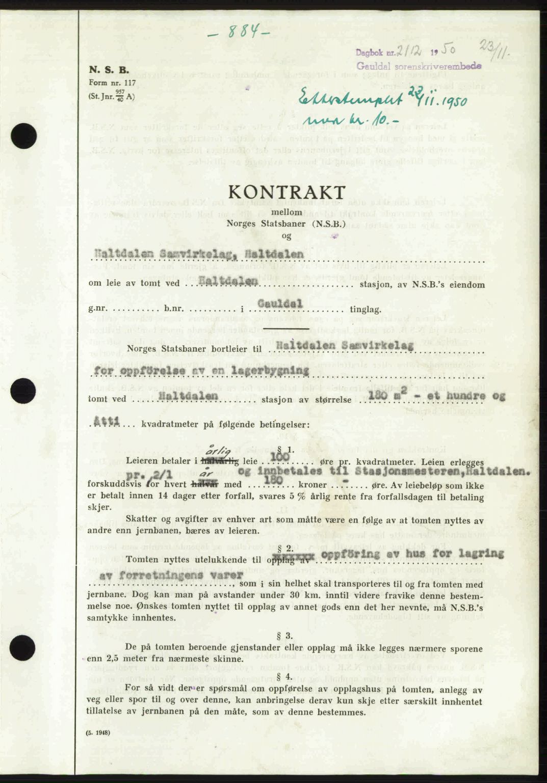 Gauldal sorenskriveri, SAT/A-0014/1/2/2C: Pantebok nr. A11, 1950-1950, Dagboknr: 2112/1950