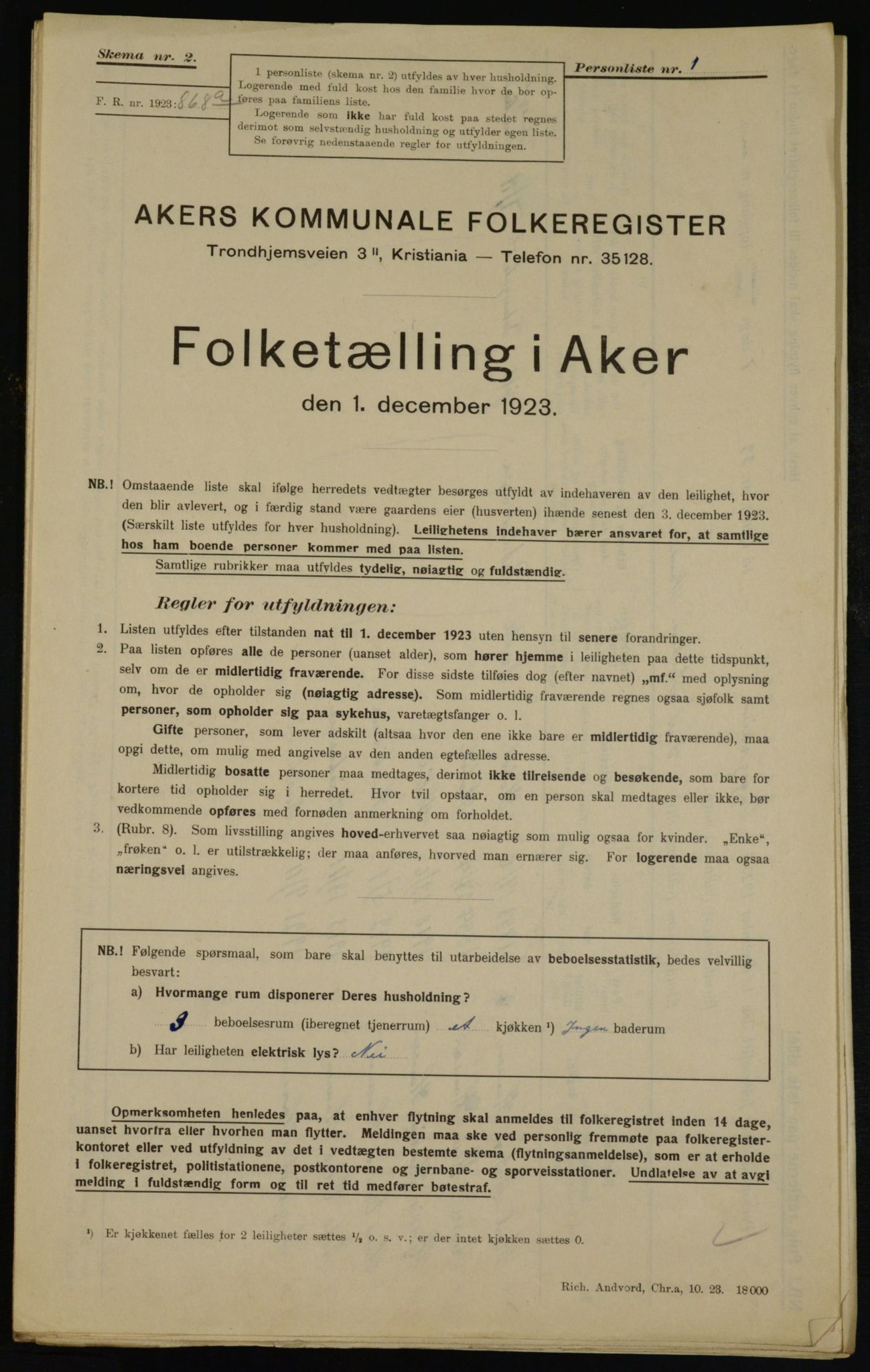 , Kommunal folketelling 1.12.1923 for Aker, 1923, s. 41996