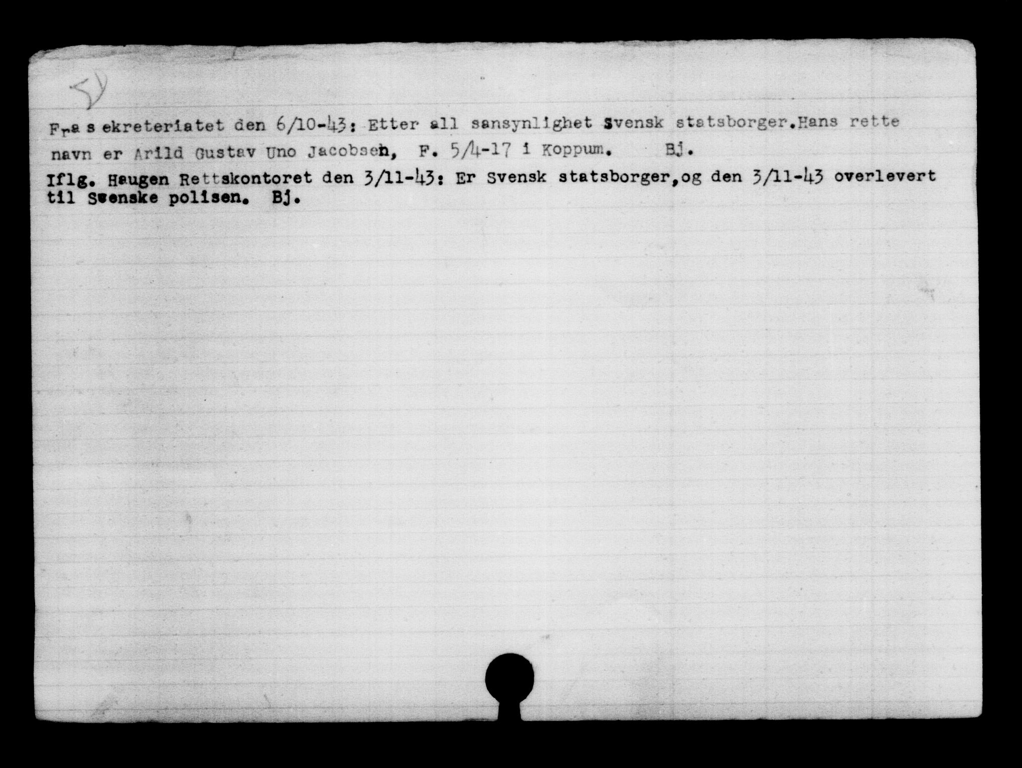 Den Kgl. Norske Legasjons Flyktningskontor, AV/RA-S-6753/V/Va/L0006: Kjesäterkartoteket.  Flyktningenr. 9400-12711, 1940-1945, s. 1683