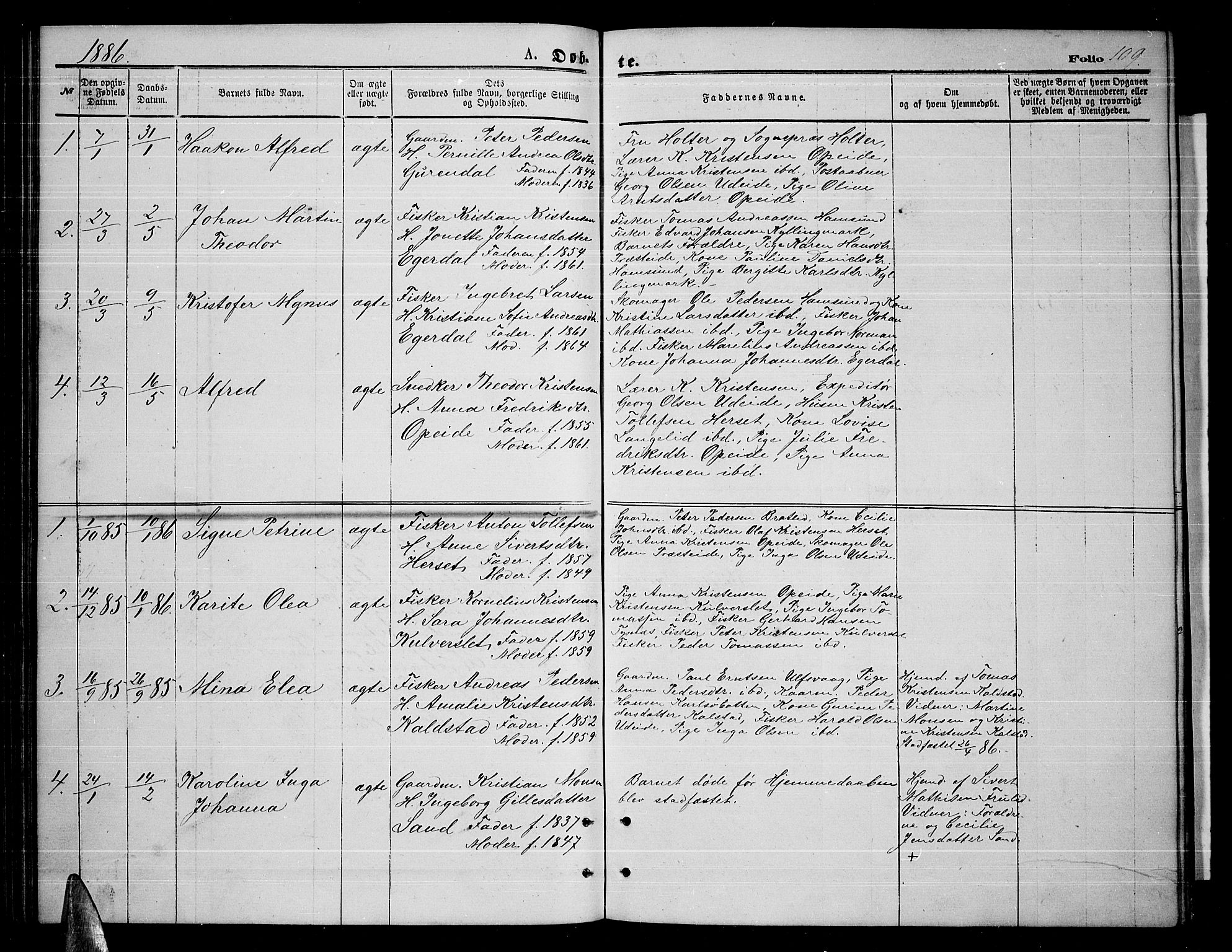Ministerialprotokoller, klokkerbøker og fødselsregistre - Nordland, AV/SAT-A-1459/859/L0858: Klokkerbok nr. 859C04, 1873-1886, s. 109