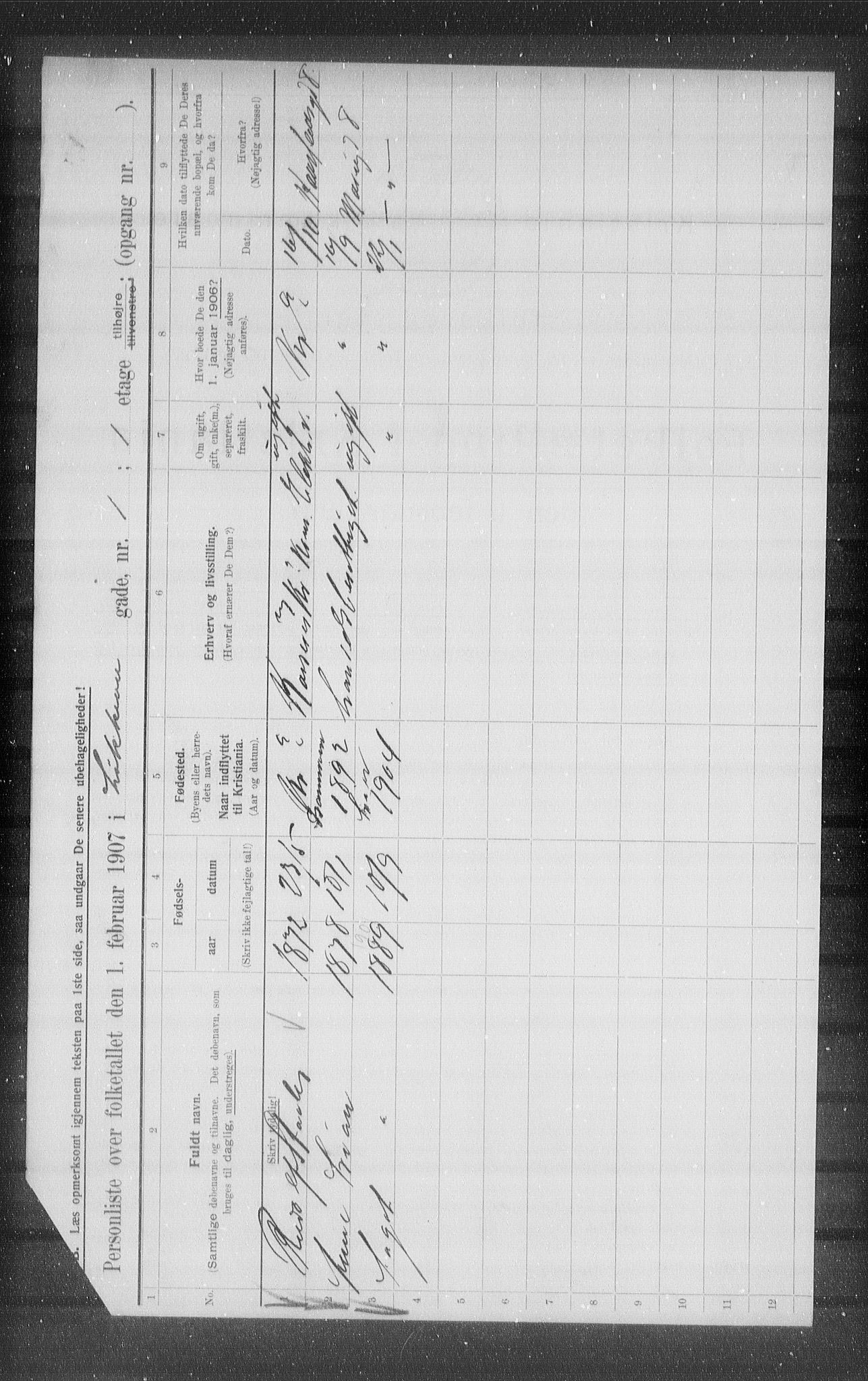 OBA, Kommunal folketelling 1.2.1907 for Kristiania kjøpstad, 1907, s. 29977