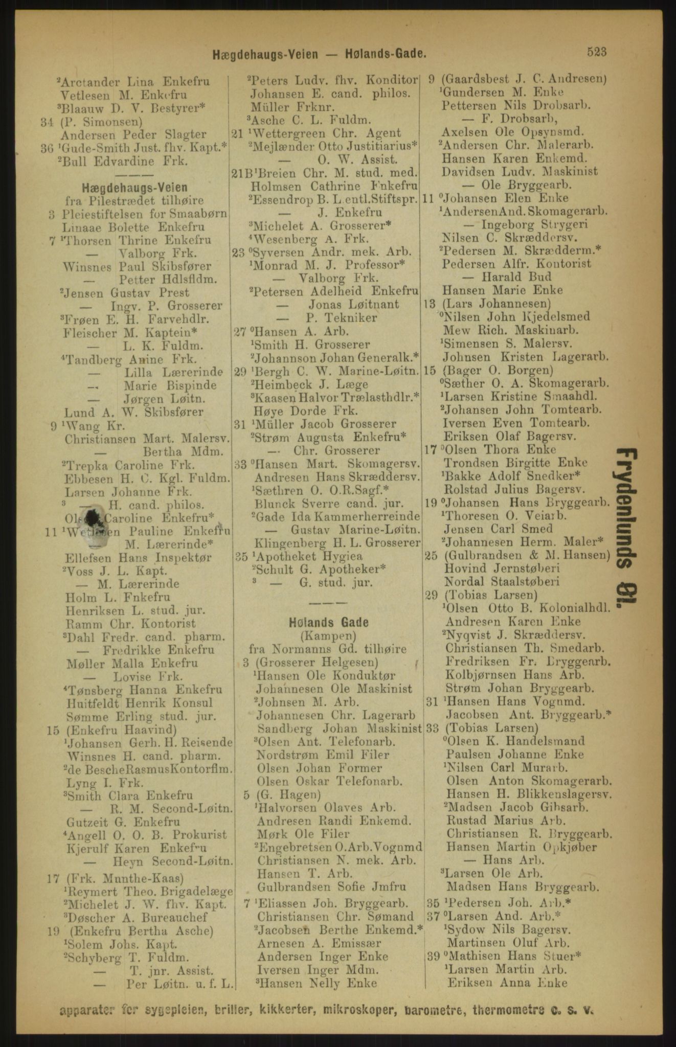 Kristiania/Oslo adressebok, PUBL/-, 1891, s. 523