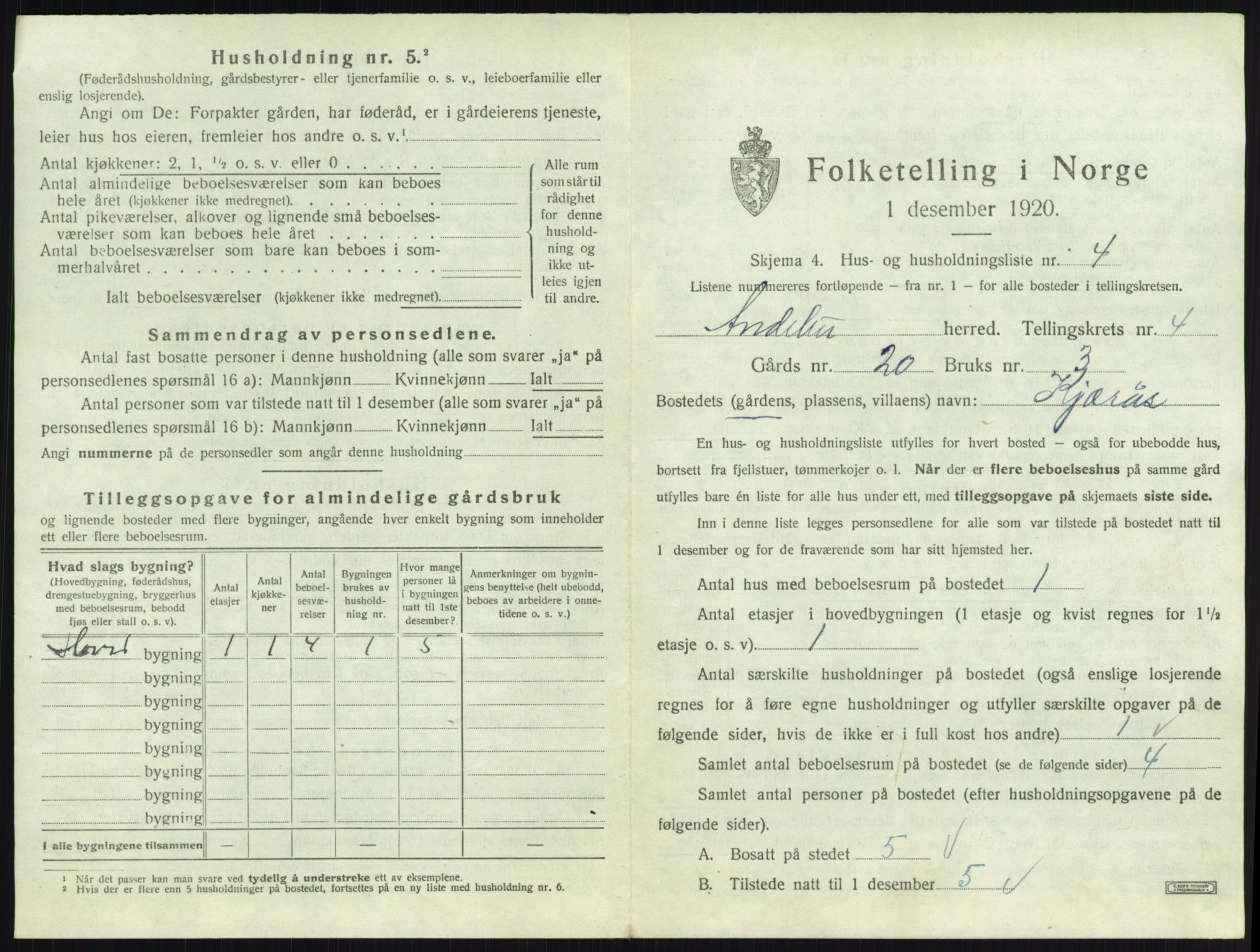 SAKO, Folketelling 1920 for 0719 Andebu herred, 1920, s. 258