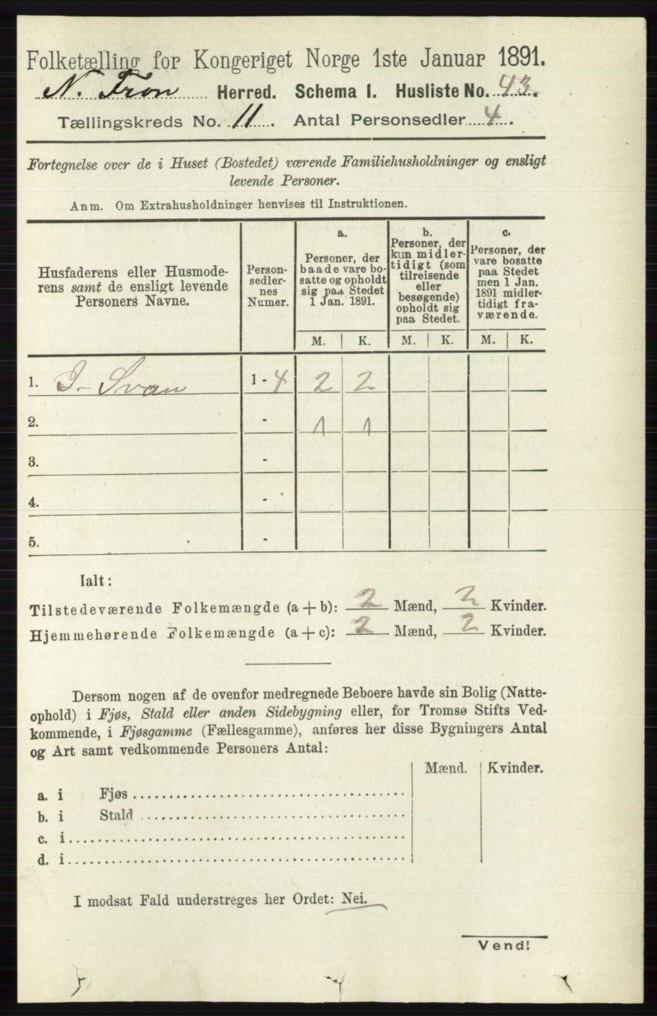 RA, Folketelling 1891 for 0518 Nord-Fron herred, 1891, s. 4823