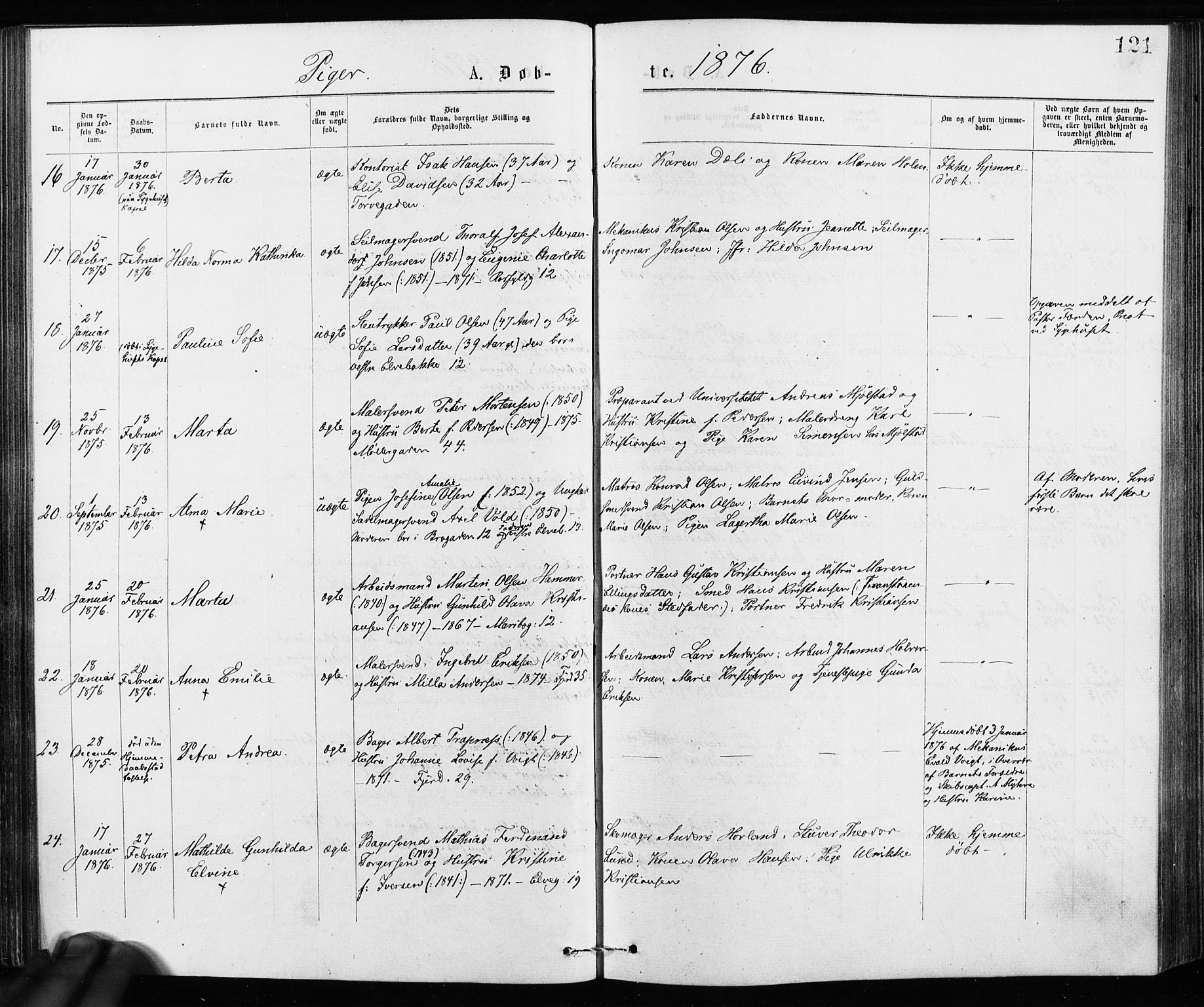 Jakob prestekontor Kirkebøker, AV/SAO-A-10850/F/Fa/L0001: Ministerialbok nr. 1, 1875-1924, s. 121