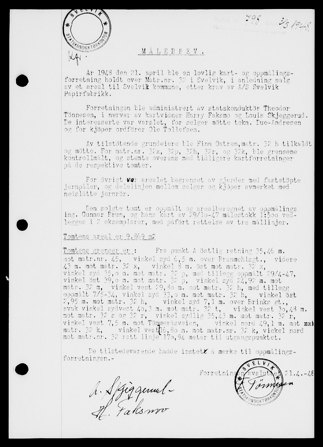 Holmestrand sorenskriveri, SAKO/A-67/G/Ga/Gaa/L0064: Pantebok nr. A-64, 1948-1948, Dagboknr: 798/1948