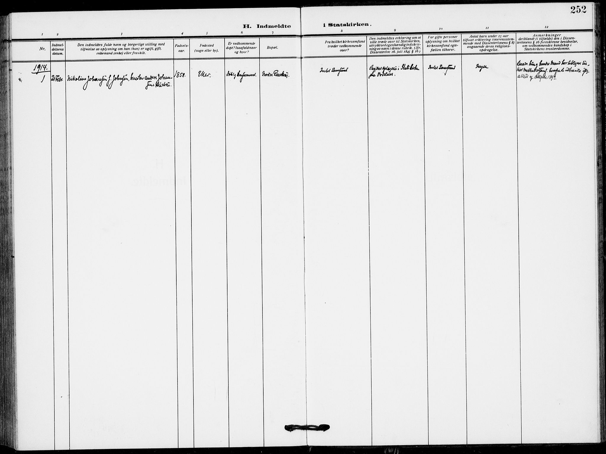 Lier kirkebøker, AV/SAKO-A-230/F/Fa/L0018: Ministerialbok nr. I 18, 1909-1917, s. 252