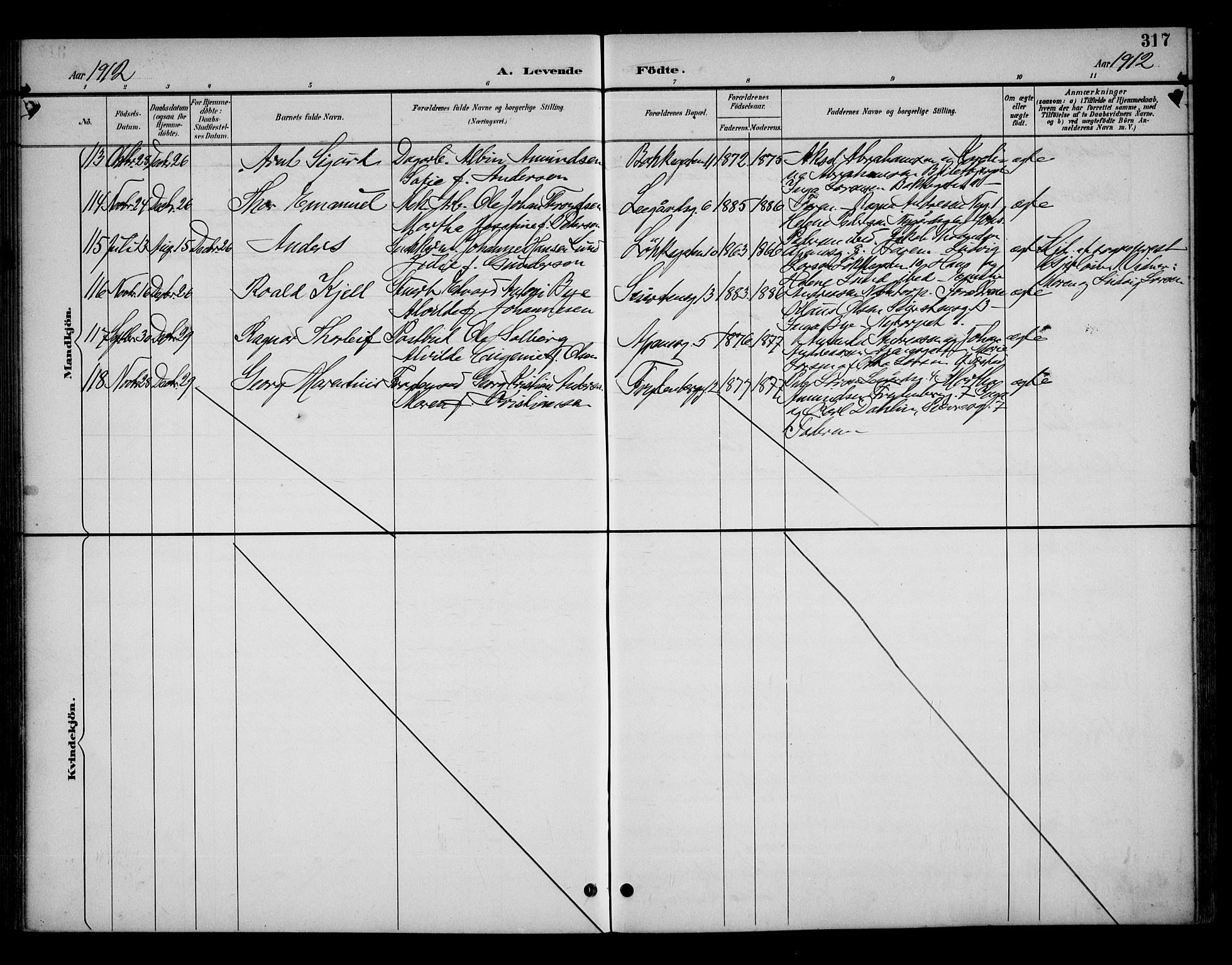 Fredrikstad domkirkes prestekontor Kirkebøker, AV/SAO-A-10906/G/Ga/L0002: Klokkerbok nr. 2, 1894-1918, s. 317