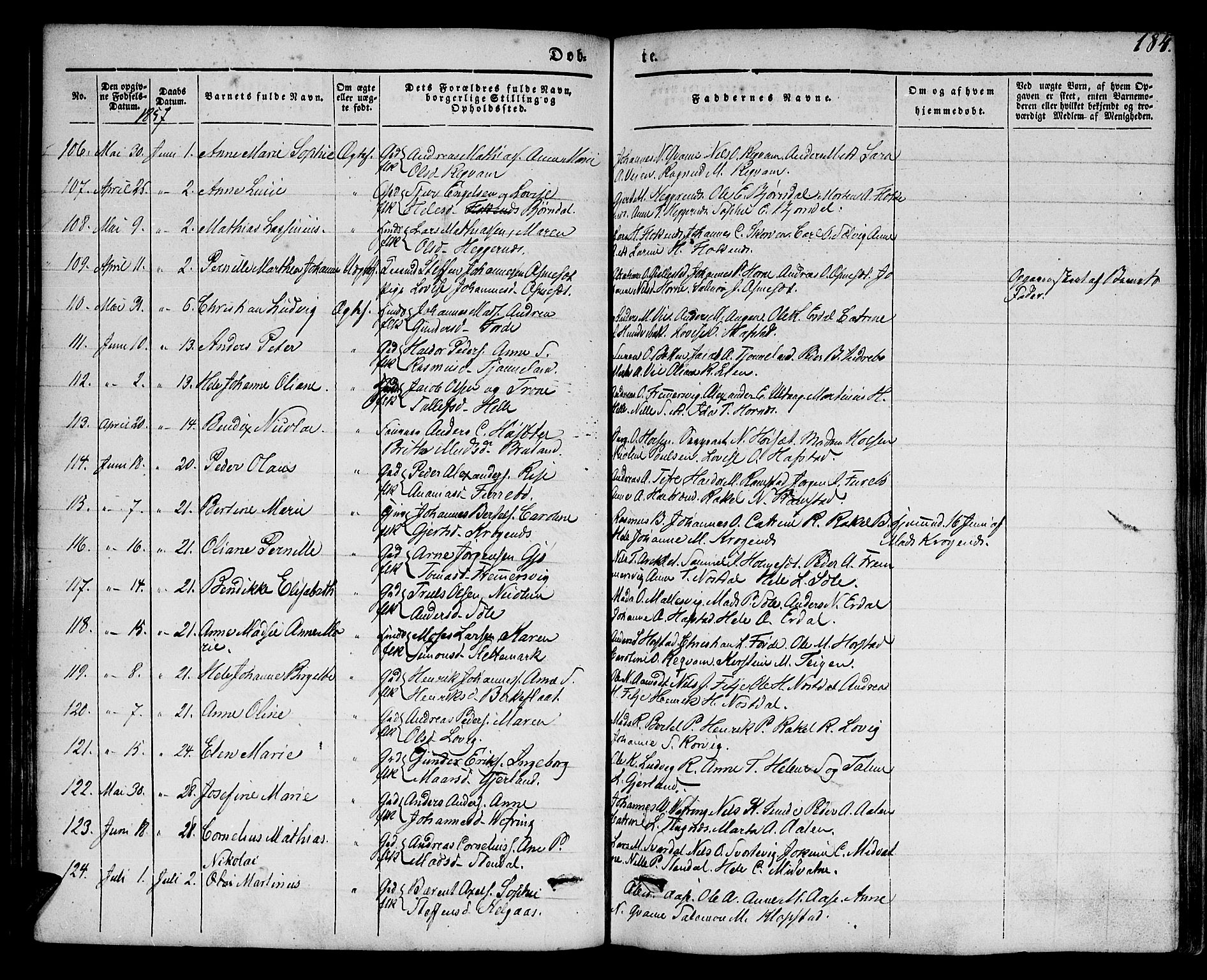 Førde sokneprestembete, AV/SAB-A-79901/H/Haa/Haaa/L0007: Ministerialbok nr. A 7, 1843-1860, s. 184