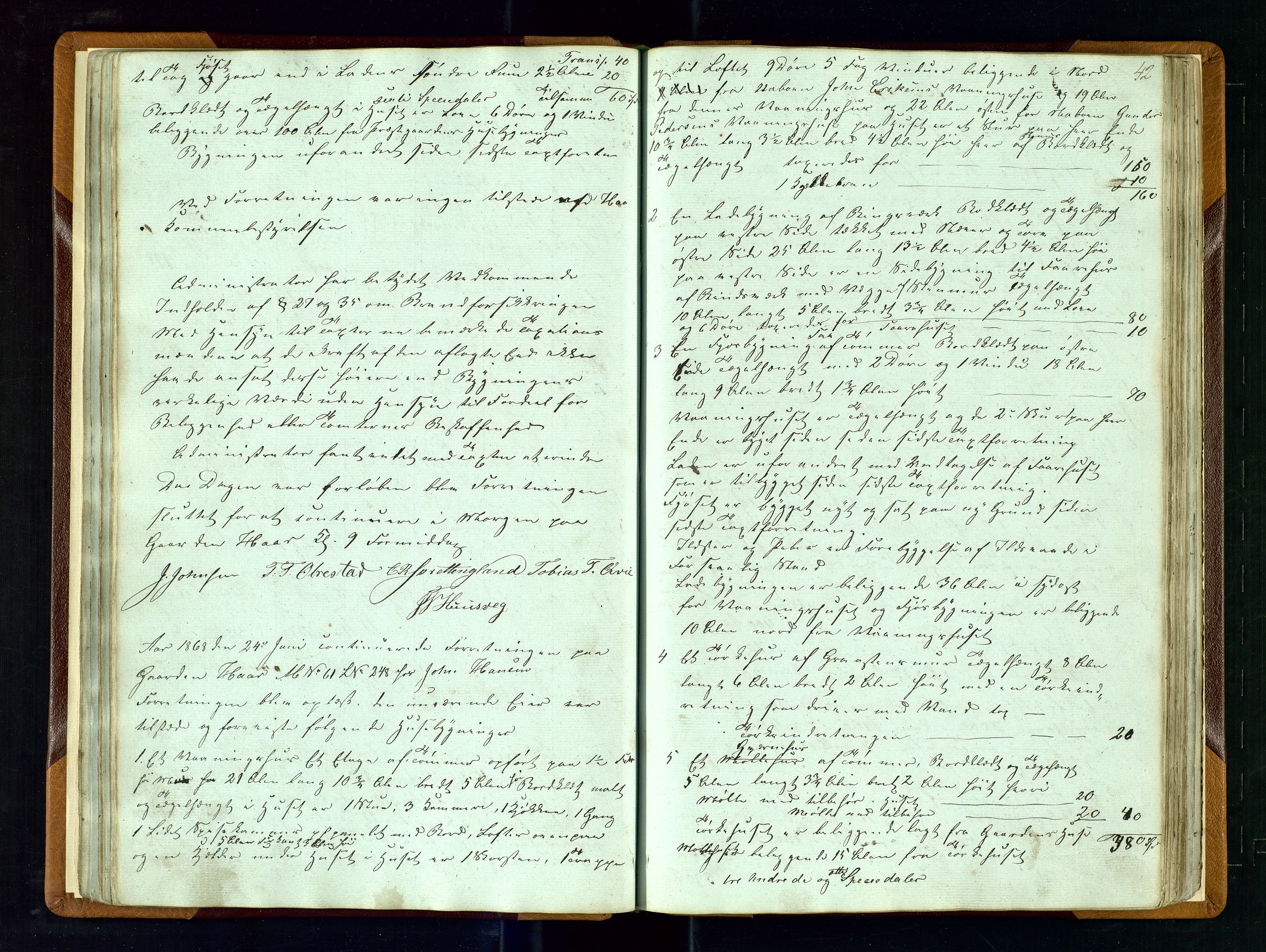 Hå lensmannskontor, AV/SAST-A-100456/Goa/L0001: Takstprotokoll-Valle skipreie, 1846-1883, s. 41b-42a