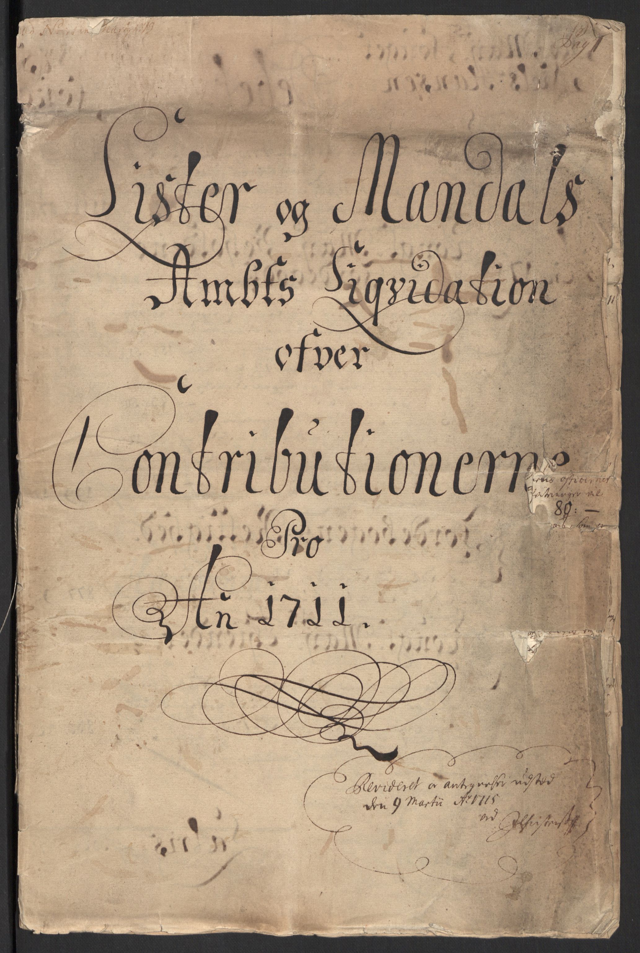 Rentekammeret inntil 1814, Reviderte regnskaper, Fogderegnskap, RA/EA-4092/R43/L2554: Fogderegnskap Lista og Mandal, 1711, s. 3