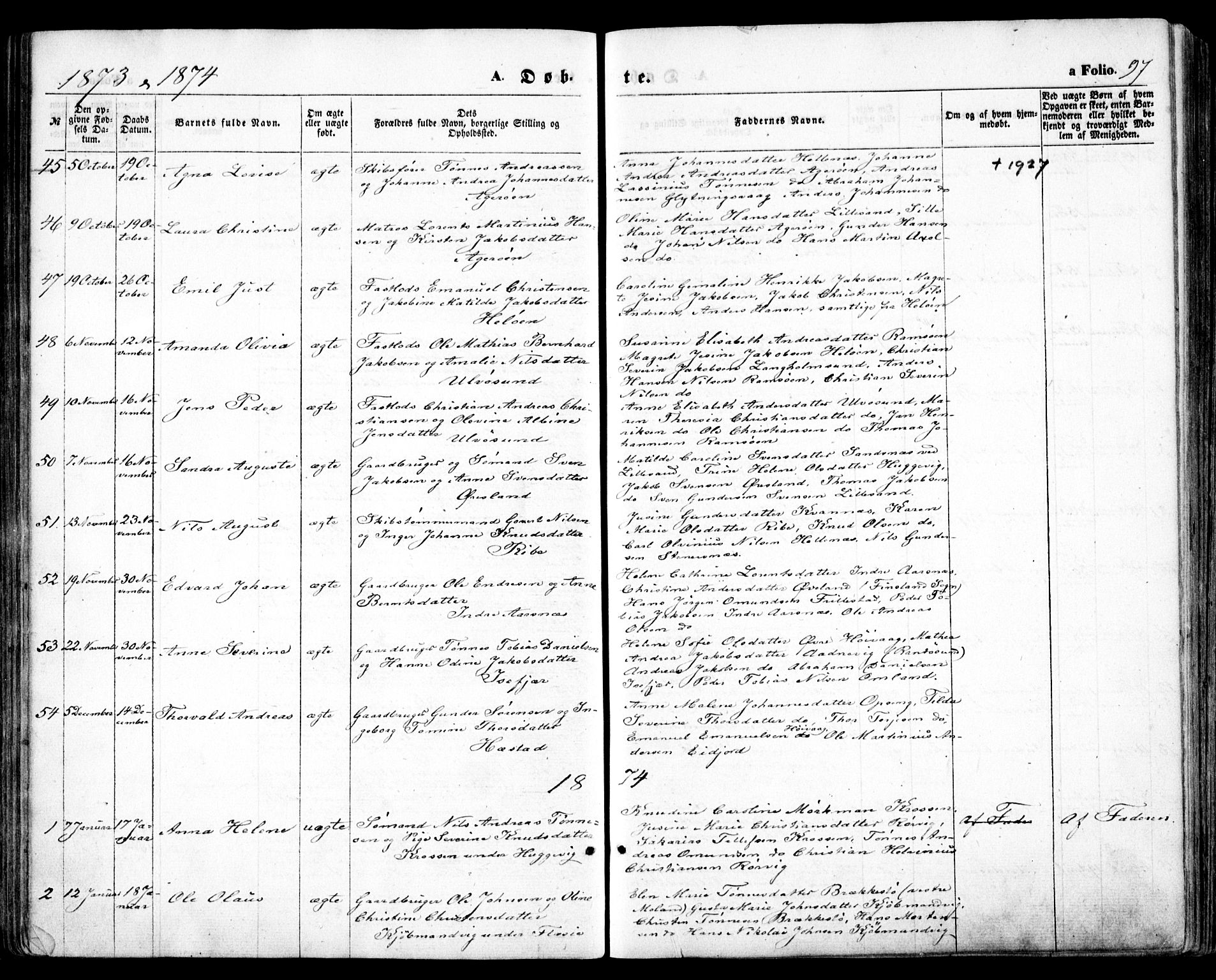 Høvåg sokneprestkontor, SAK/1111-0025/F/Fa/L0004: Ministerialbok nr. A 4, 1859-1877, s. 97