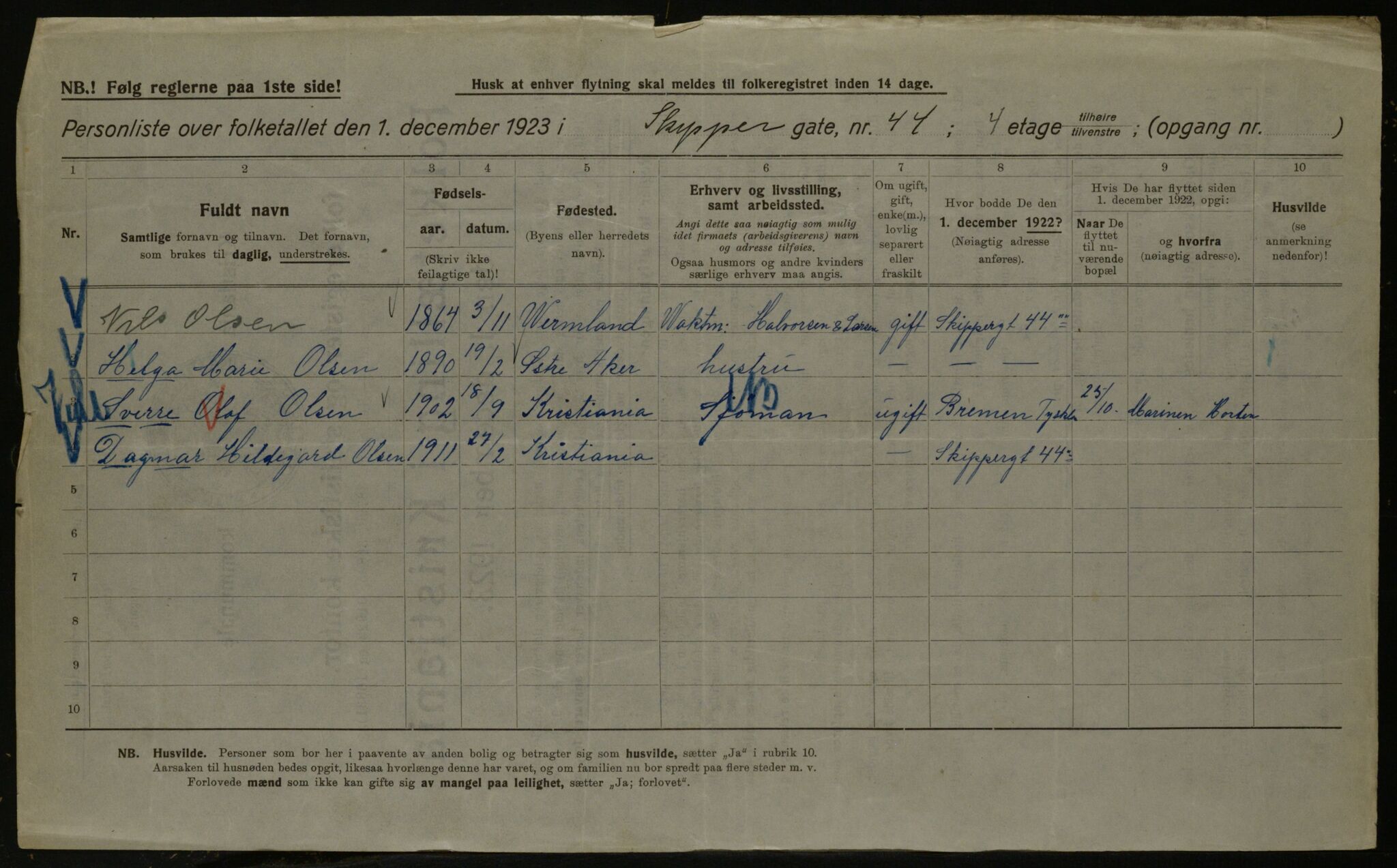 OBA, Kommunal folketelling 1.12.1923 for Kristiania, 1923, s. 106072