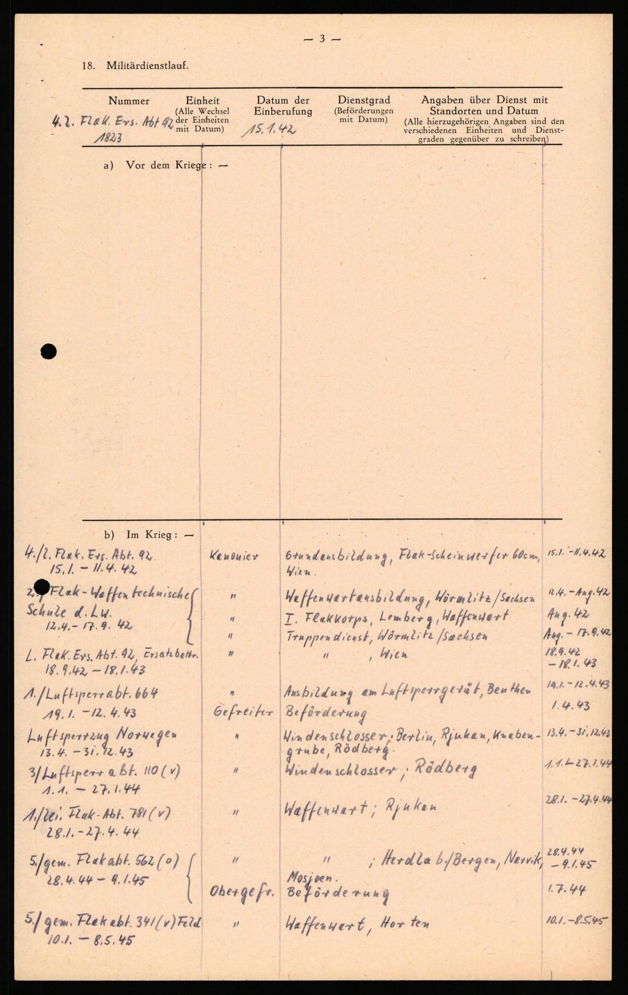 Forsvaret, Forsvarets overkommando II, AV/RA-RAFA-3915/D/Db/L0039: CI Questionaires. Tyske okkupasjonsstyrker i Norge. Østerrikere., 1945-1946, s. 342