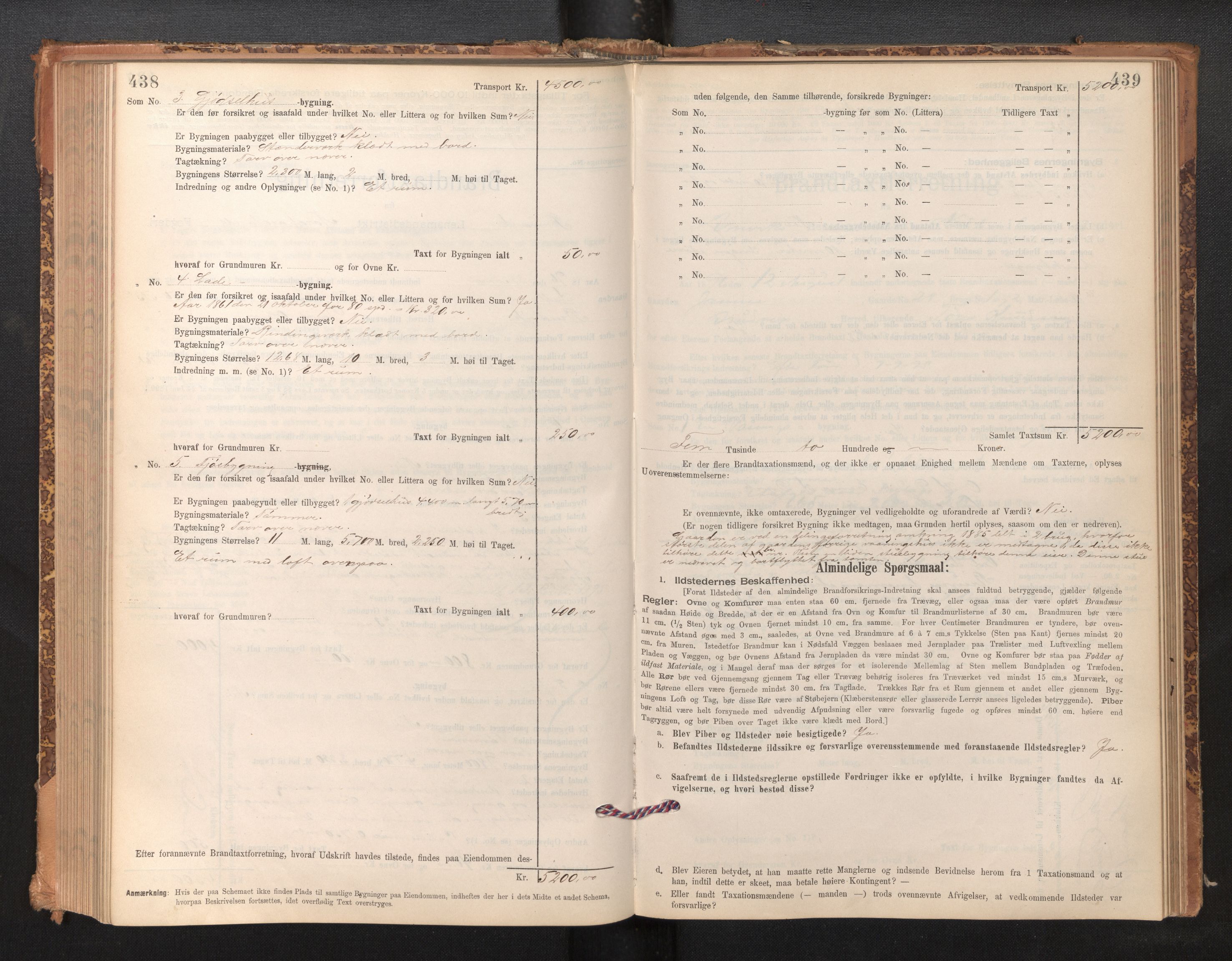 Lensmannen i Bruvik, SAB/A-31301/0012/L0006: Branntakstprotokoll, skjematakst, 1894-1906, s. 438-439
