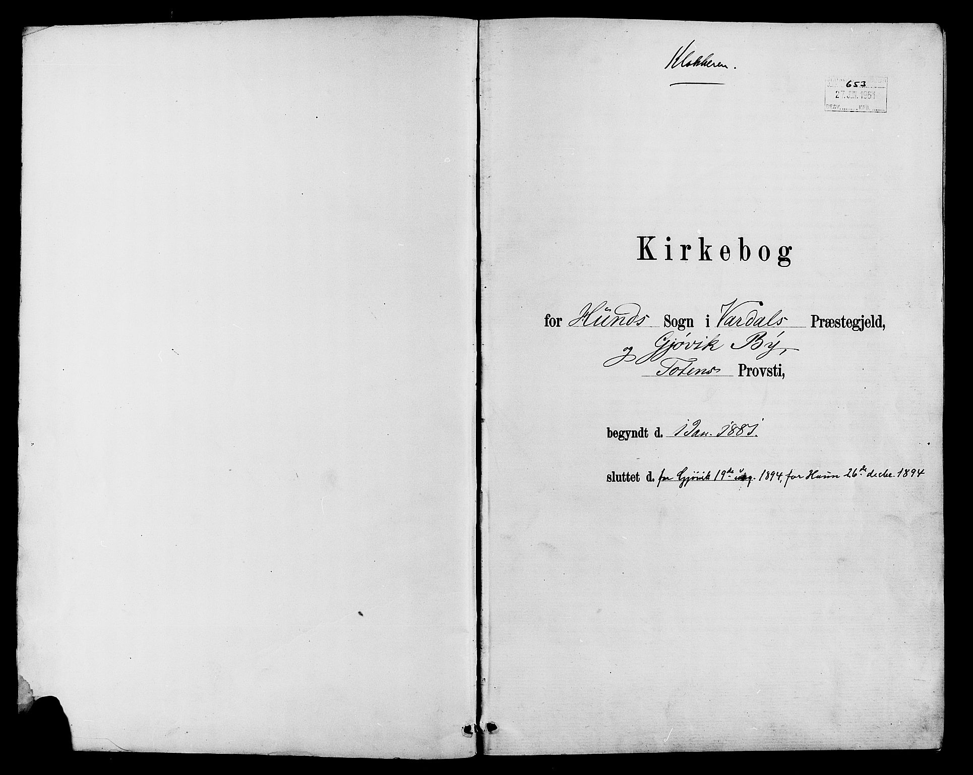 Vardal prestekontor, AV/SAH-PREST-100/H/Ha/Hab/L0007: Klokkerbok nr. 7 /1, 1881-1895