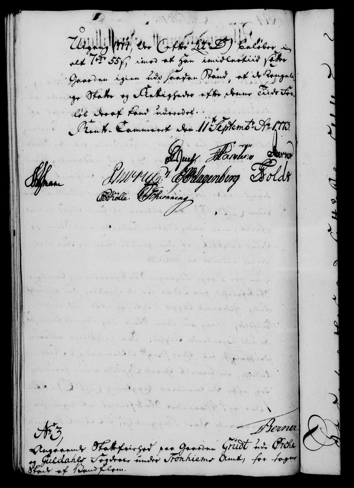 Rentekammeret, Kammerkanselliet, AV/RA-EA-3111/G/Gf/Gfa/L0055: Norsk relasjons- og resolusjonsprotokoll (merket RK 52.55), 1773, s. 243