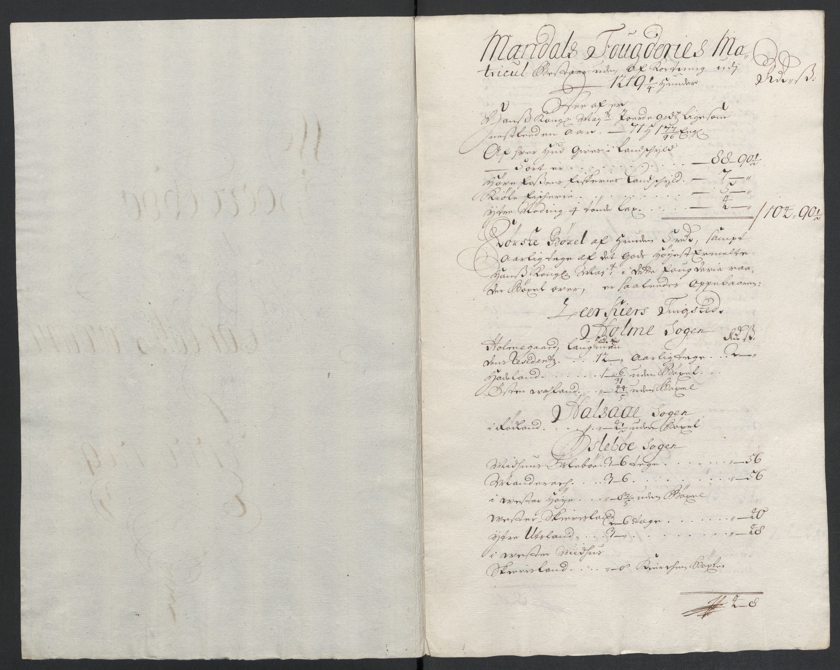 Rentekammeret inntil 1814, Reviderte regnskaper, Fogderegnskap, RA/EA-4092/R43/L2552: Fogderegnskap Lista og Mandal, 1705-1709, s. 243