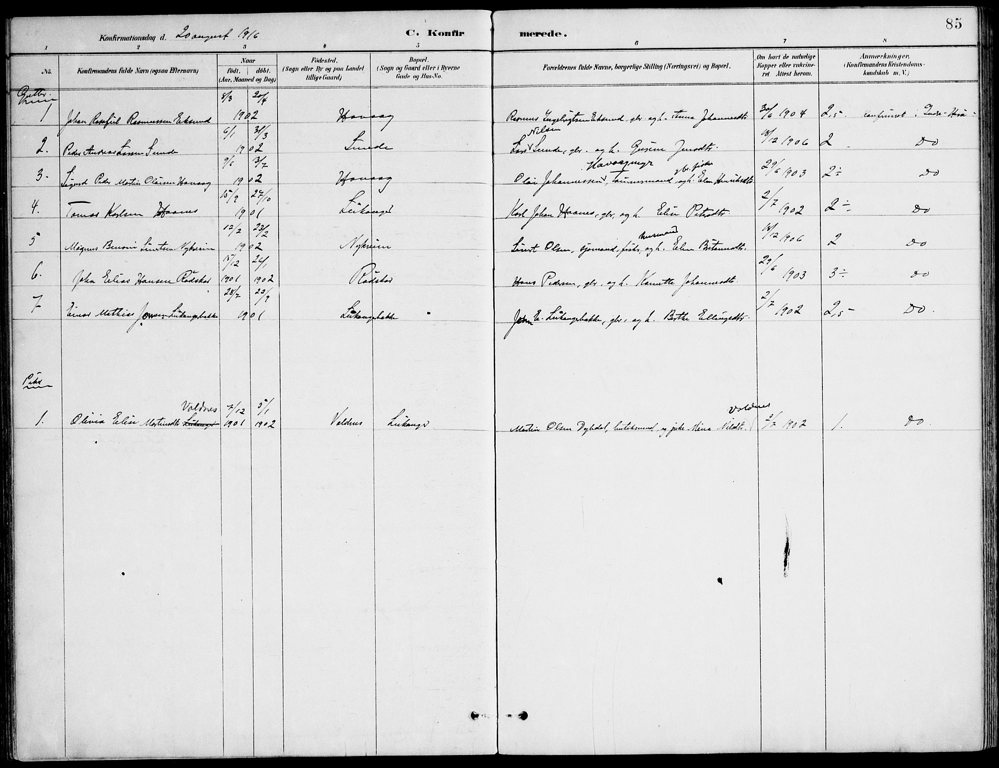 Ministerialprotokoller, klokkerbøker og fødselsregistre - Møre og Romsdal, SAT/A-1454/508/L0095: Ministerialbok nr. 508A02, 1887-1920, s. 85