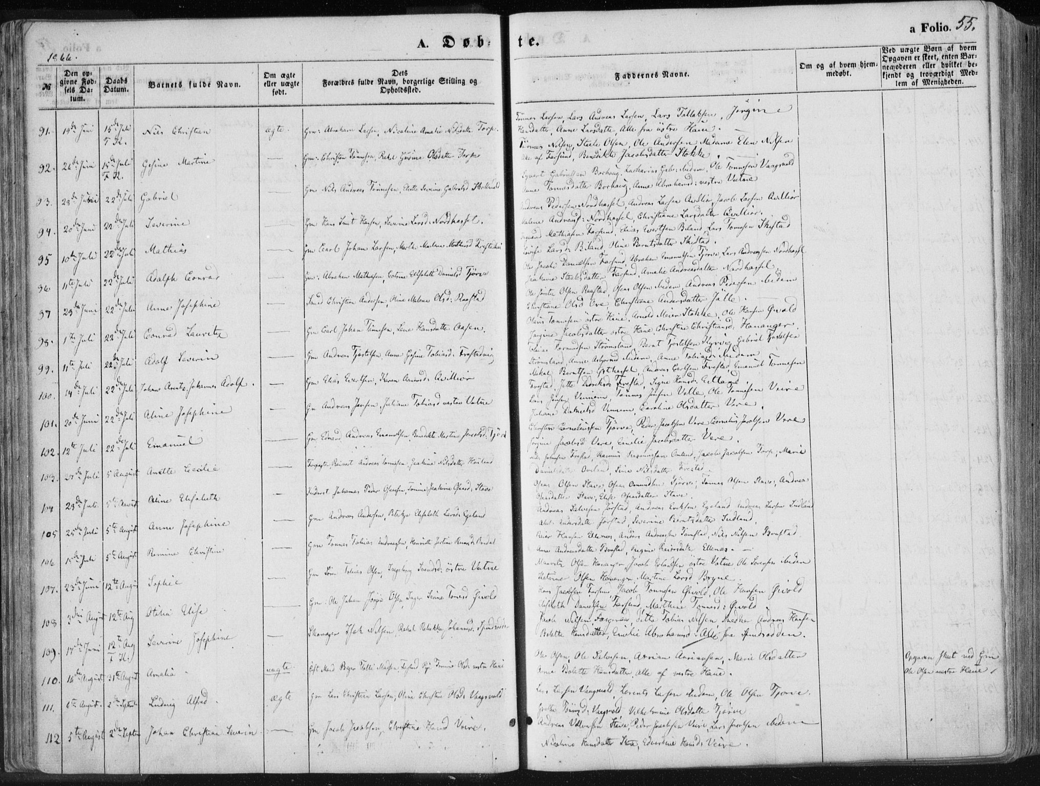 Lista sokneprestkontor, SAK/1111-0027/F/Fa/L0011: Ministerialbok nr. A 11, 1861-1878, s. 55