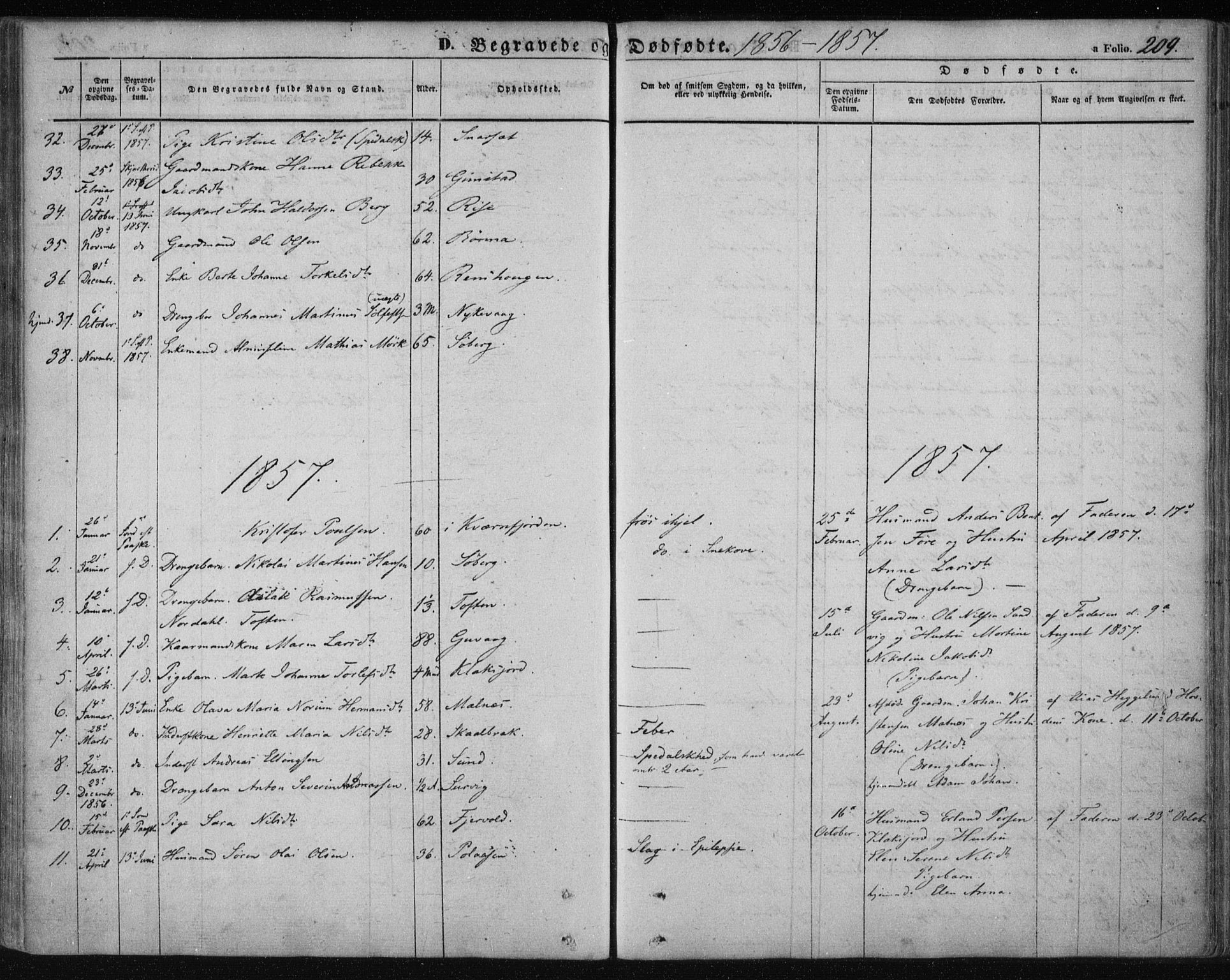 Ministerialprotokoller, klokkerbøker og fødselsregistre - Nordland, SAT/A-1459/891/L1300: Ministerialbok nr. 891A05, 1856-1870, s. 209