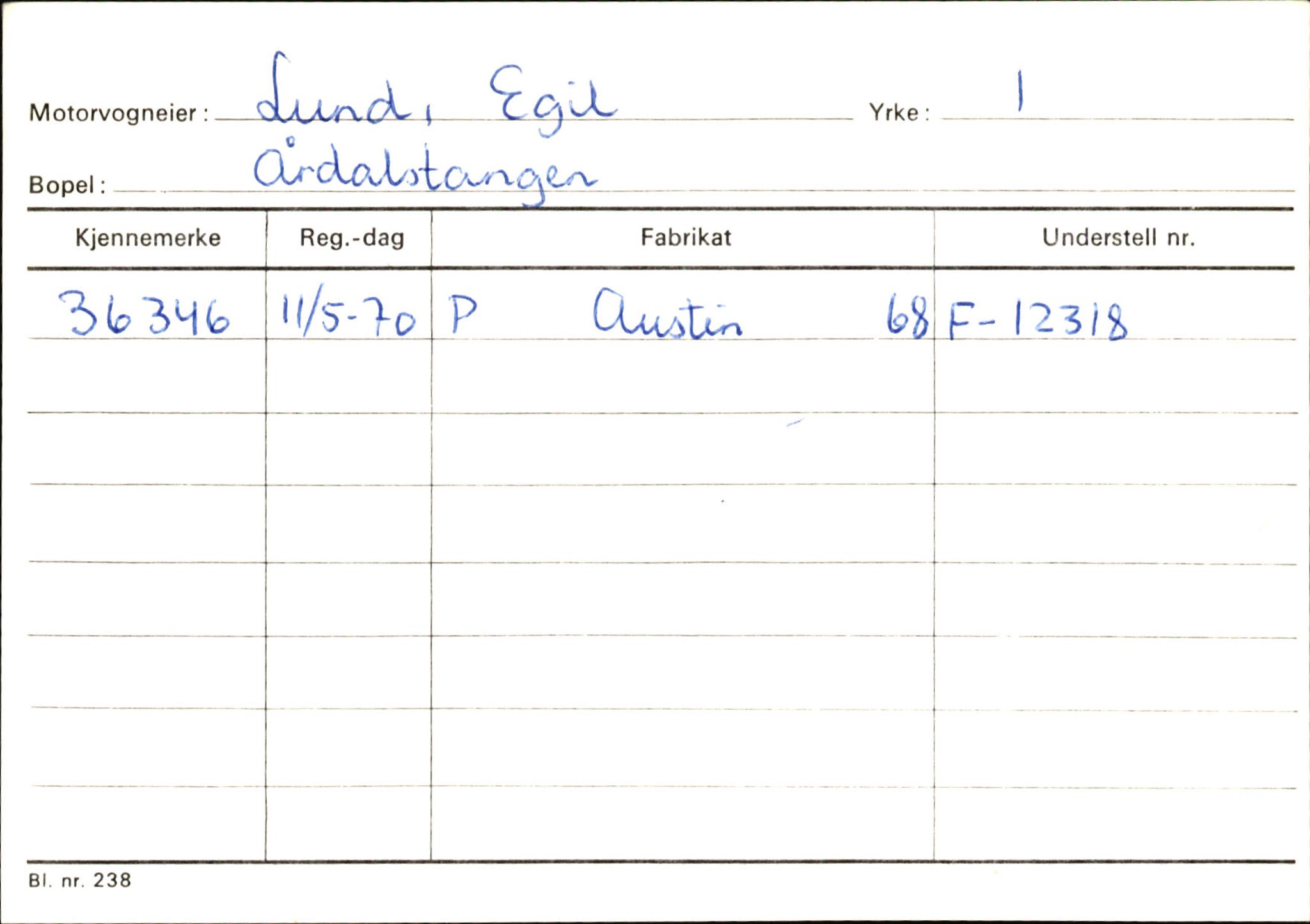 Statens vegvesen, Sogn og Fjordane vegkontor, AV/SAB-A-5301/4/F/L0145: Registerkort Vågsøy S-Å. Årdal I-P, 1945-1975, s. 1501