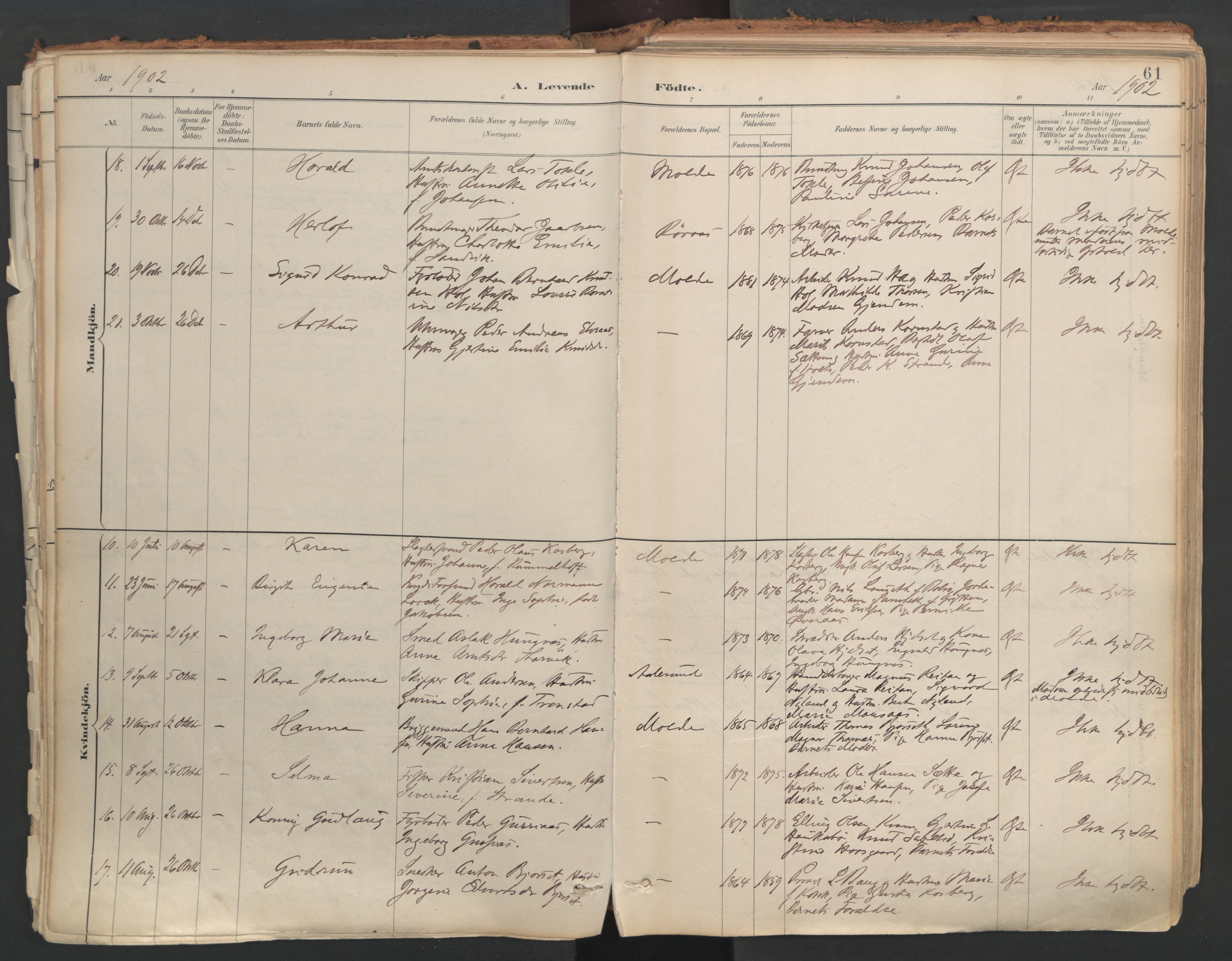 Ministerialprotokoller, klokkerbøker og fødselsregistre - Møre og Romsdal, AV/SAT-A-1454/558/L0692: Ministerialbok nr. 558A06, 1887-1971, s. 61