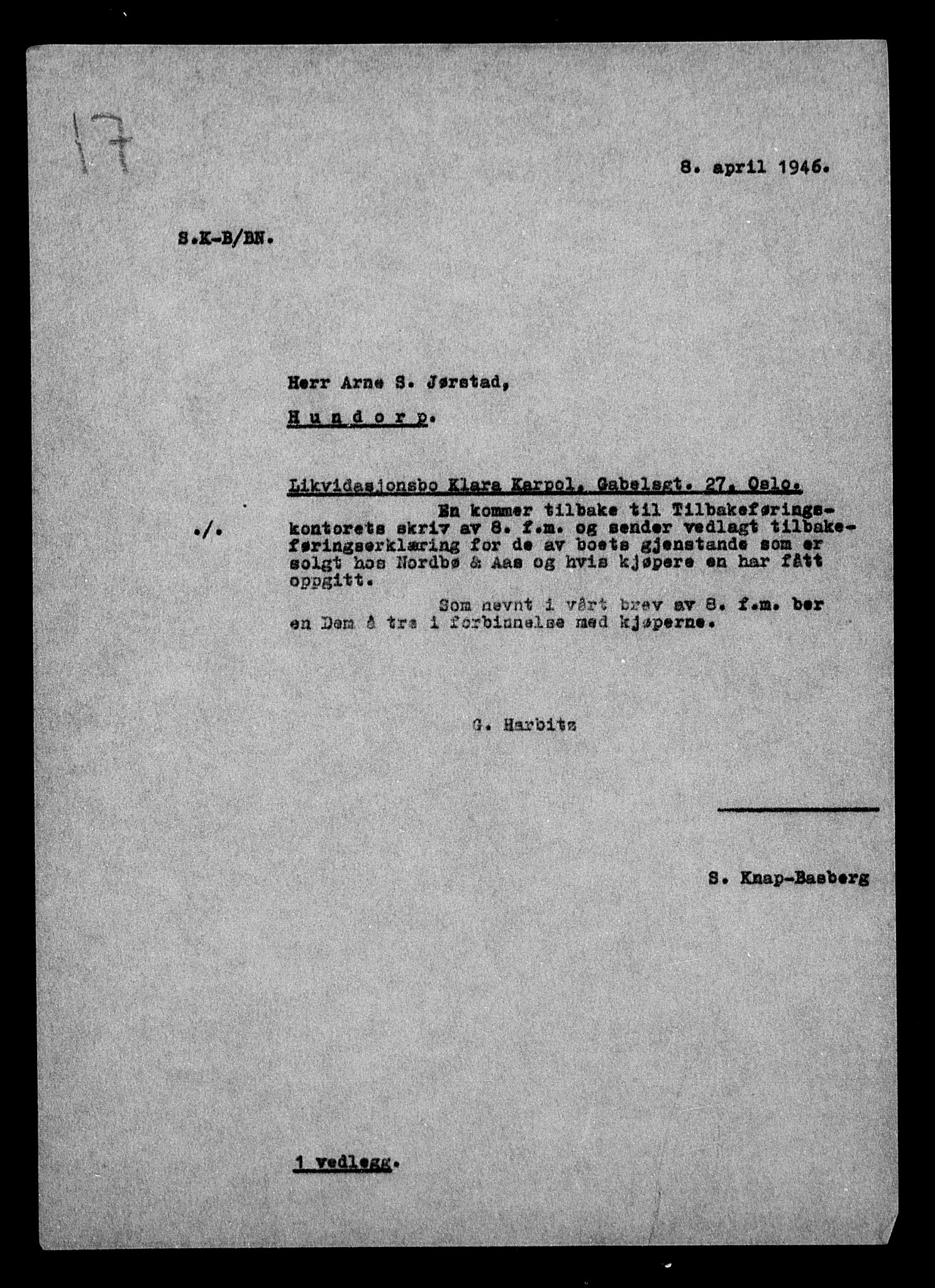 Justisdepartementet, Tilbakeføringskontoret for inndratte formuer, AV/RA-S-1564/H/Hc/Hcc/L0949: --, 1945-1947, s. 405