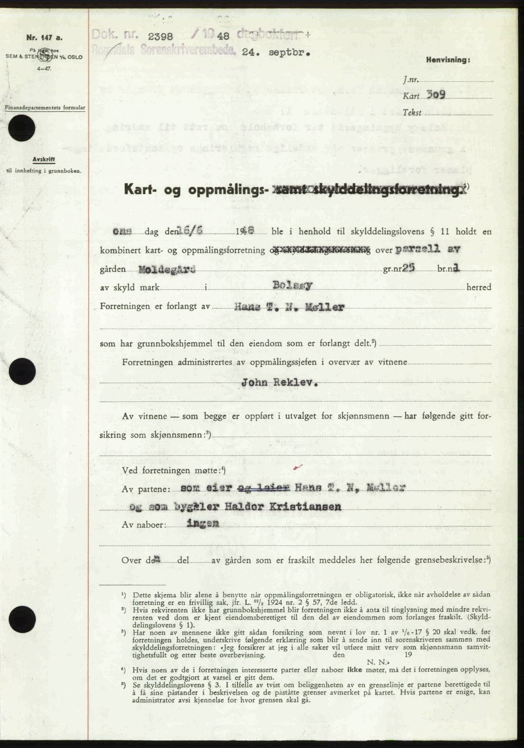 Romsdal sorenskriveri, AV/SAT-A-4149/1/2/2C: Pantebok nr. A27, 1948-1948, Dagboknr: 2398/1948