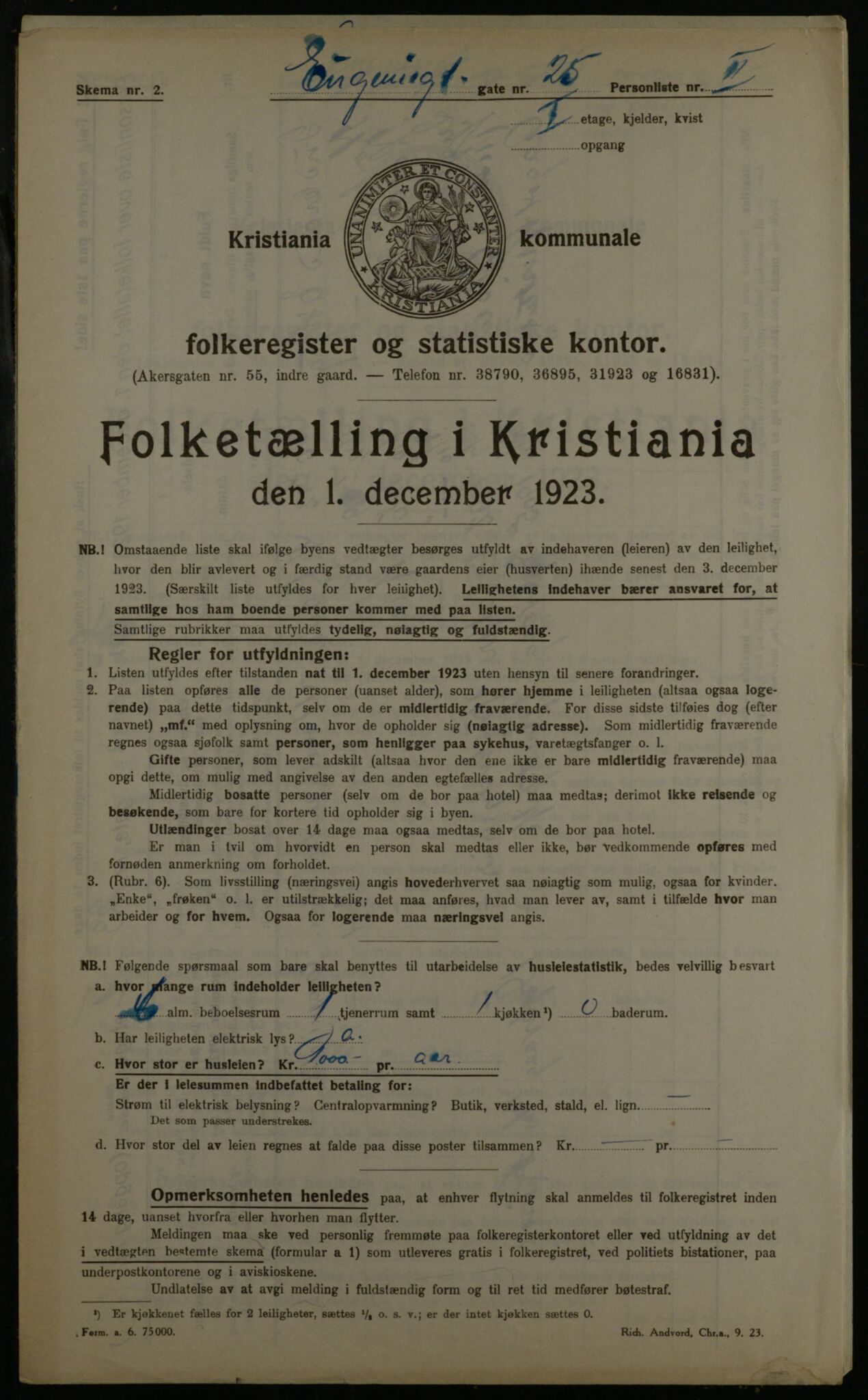 OBA, Kommunal folketelling 1.12.1923 for Kristiania, 1923, s. 25755