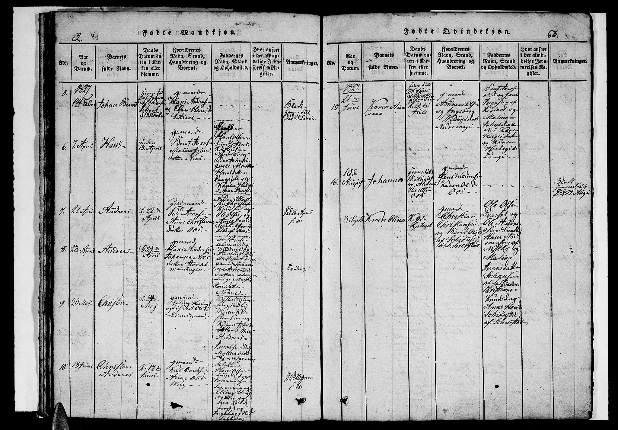 Ministerialprotokoller, klokkerbøker og fødselsregistre - Nordland, AV/SAT-A-1459/847/L0676: Klokkerbok nr. 847C04, 1821-1853, s. 62-63