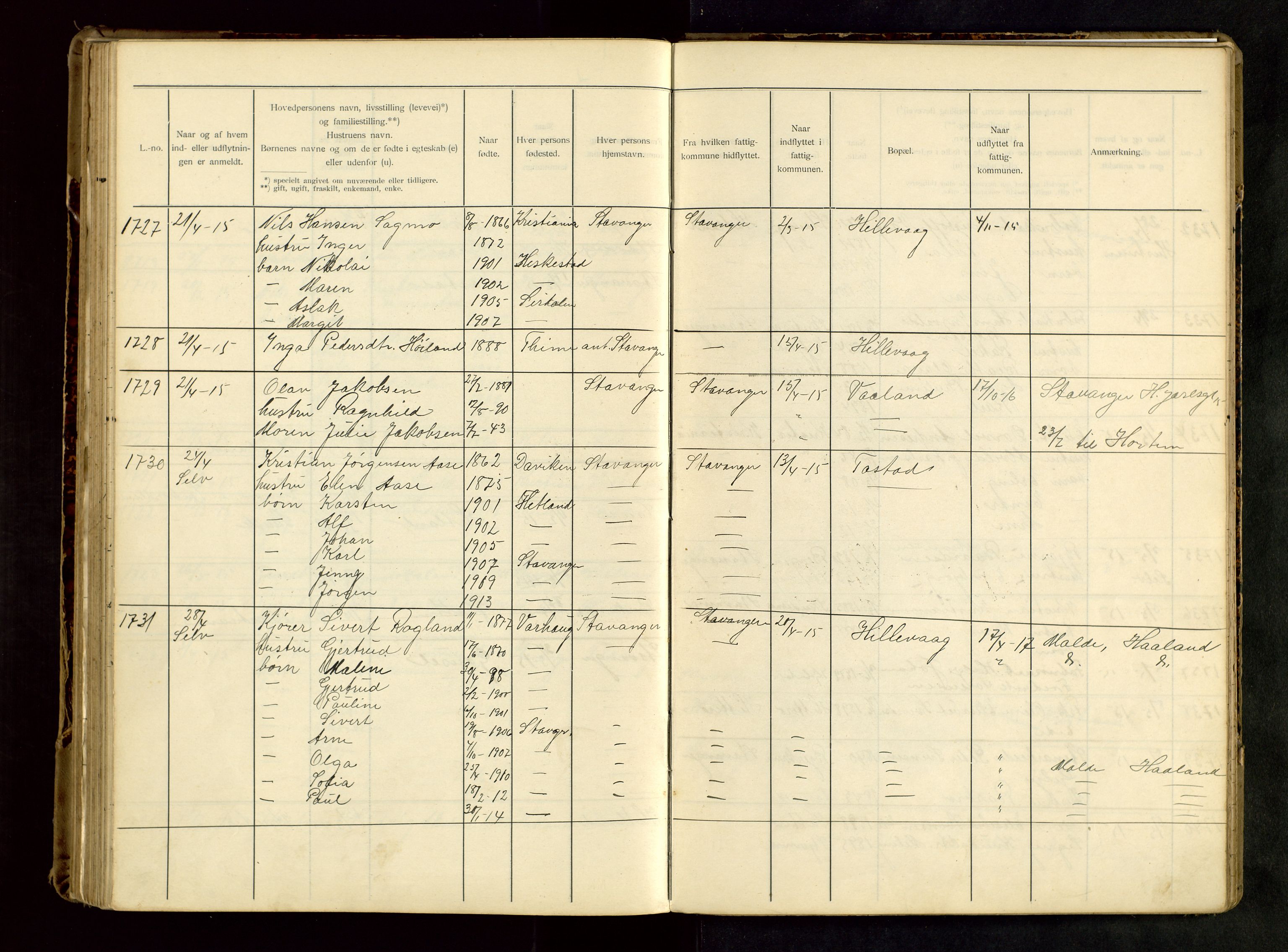 Hetland lensmannskontor, SAST/A-100101/Gwa/L0001: Flytteprotokoll (er delt i to: 1a og 1b), 1901-1918, s. 150