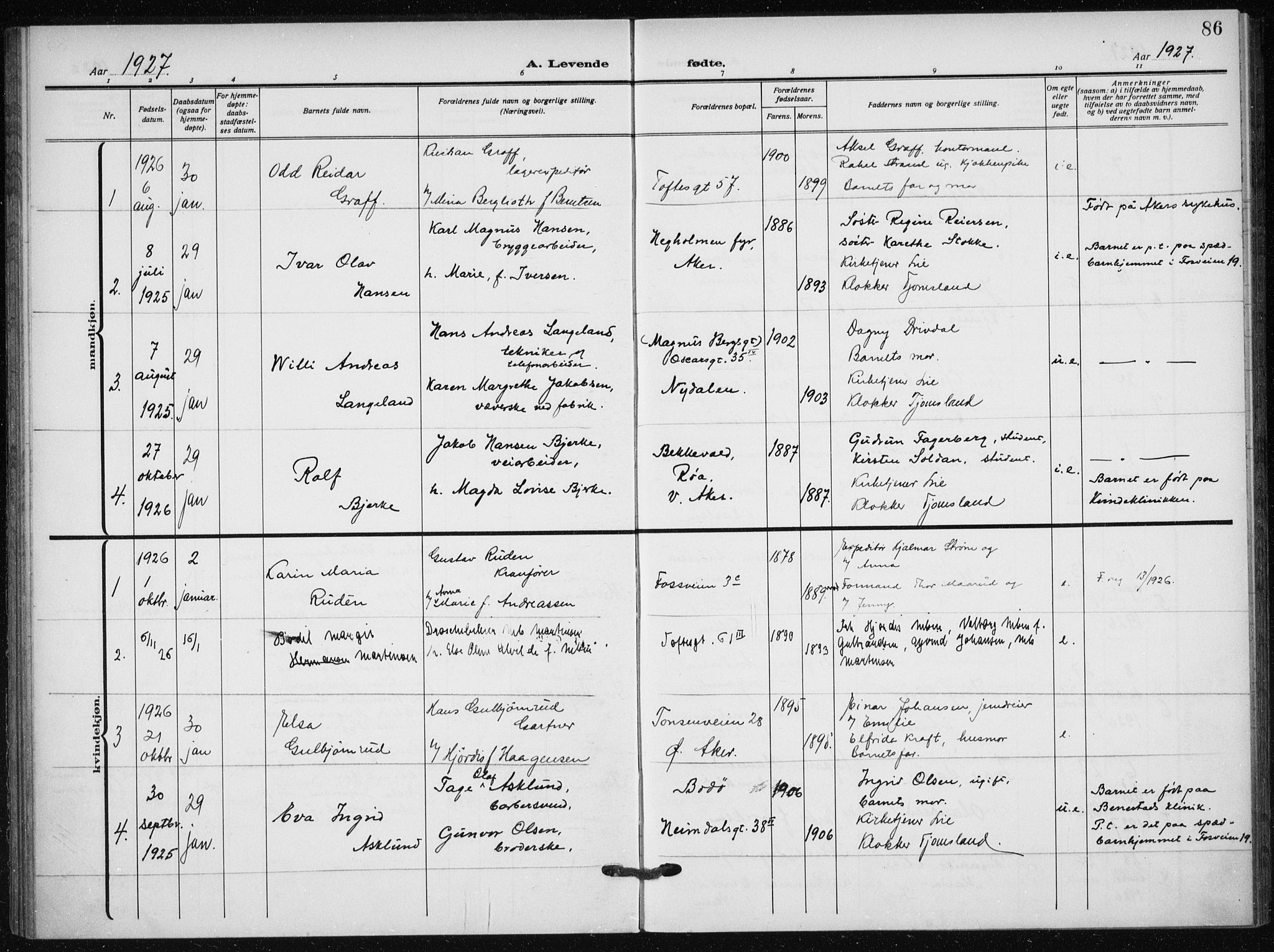 Hauge prestekontor Kirkebøker, SAO/A-10849/F/Fa/L0001: Ministerialbok nr. 1, 1917-1938, s. 86