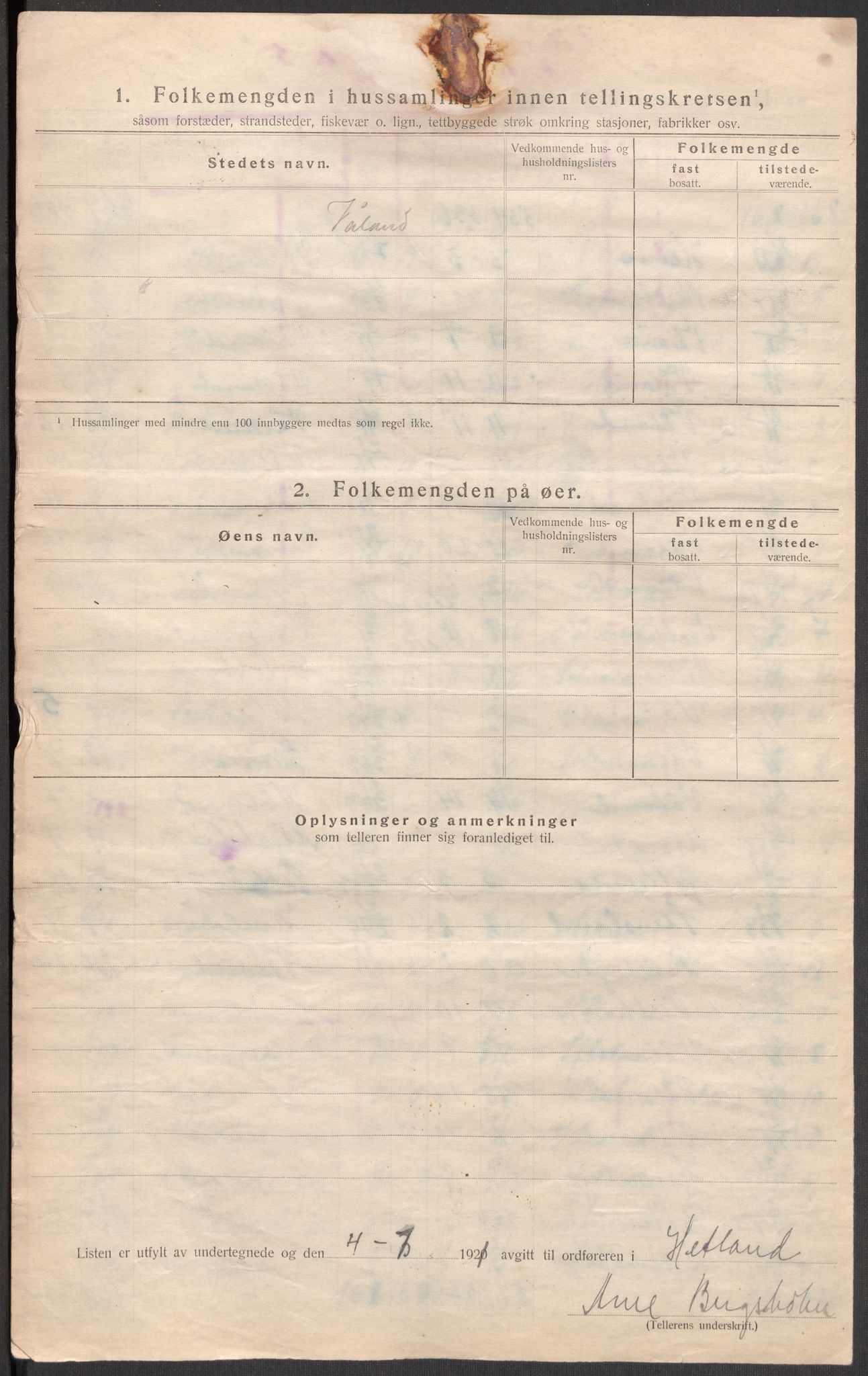 SAST, Folketelling 1920 for 1126 Hetland herred, 1920, s. 37