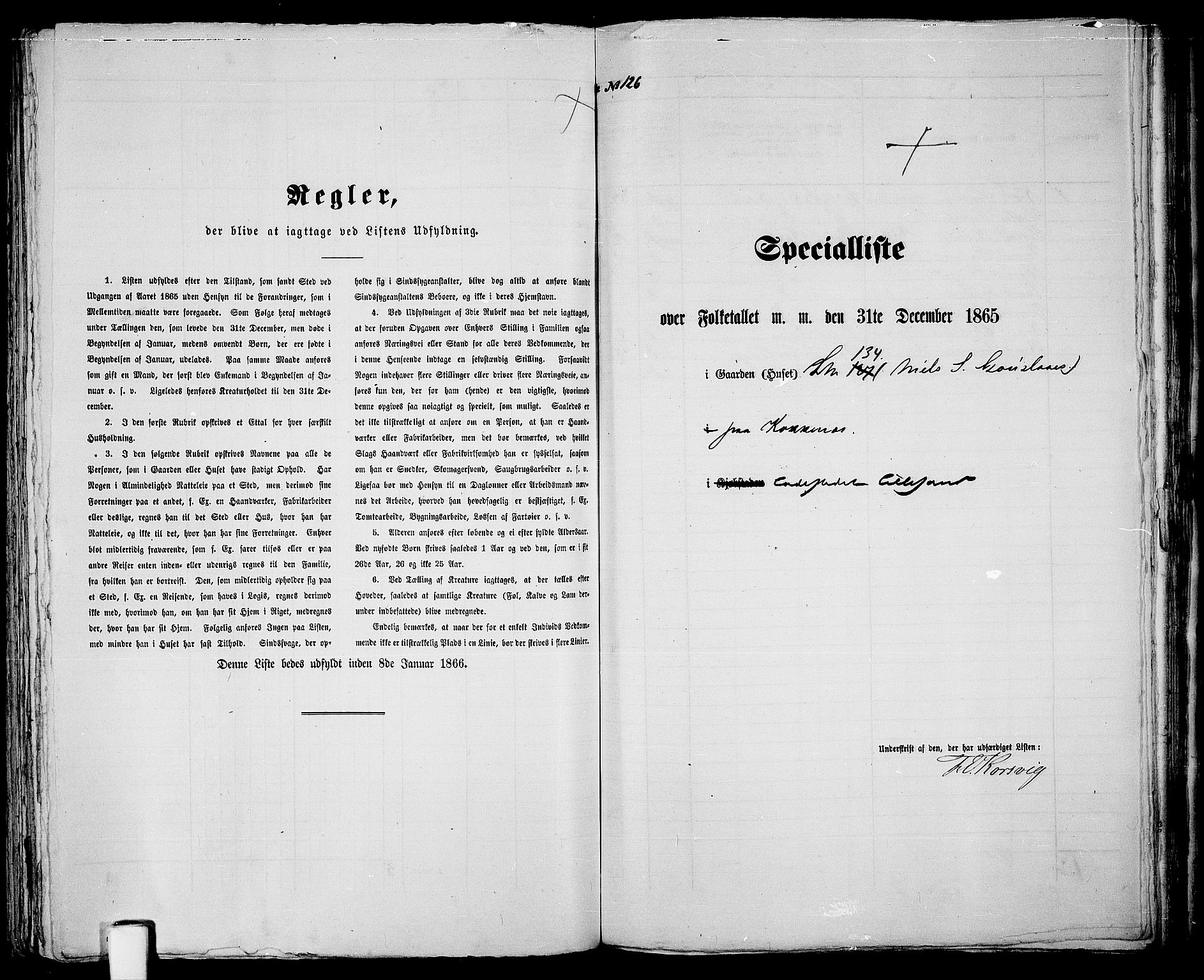 RA, Folketelling 1865 for 0905B Vestre Moland prestegjeld, Lillesand ladested, 1865, s. 261