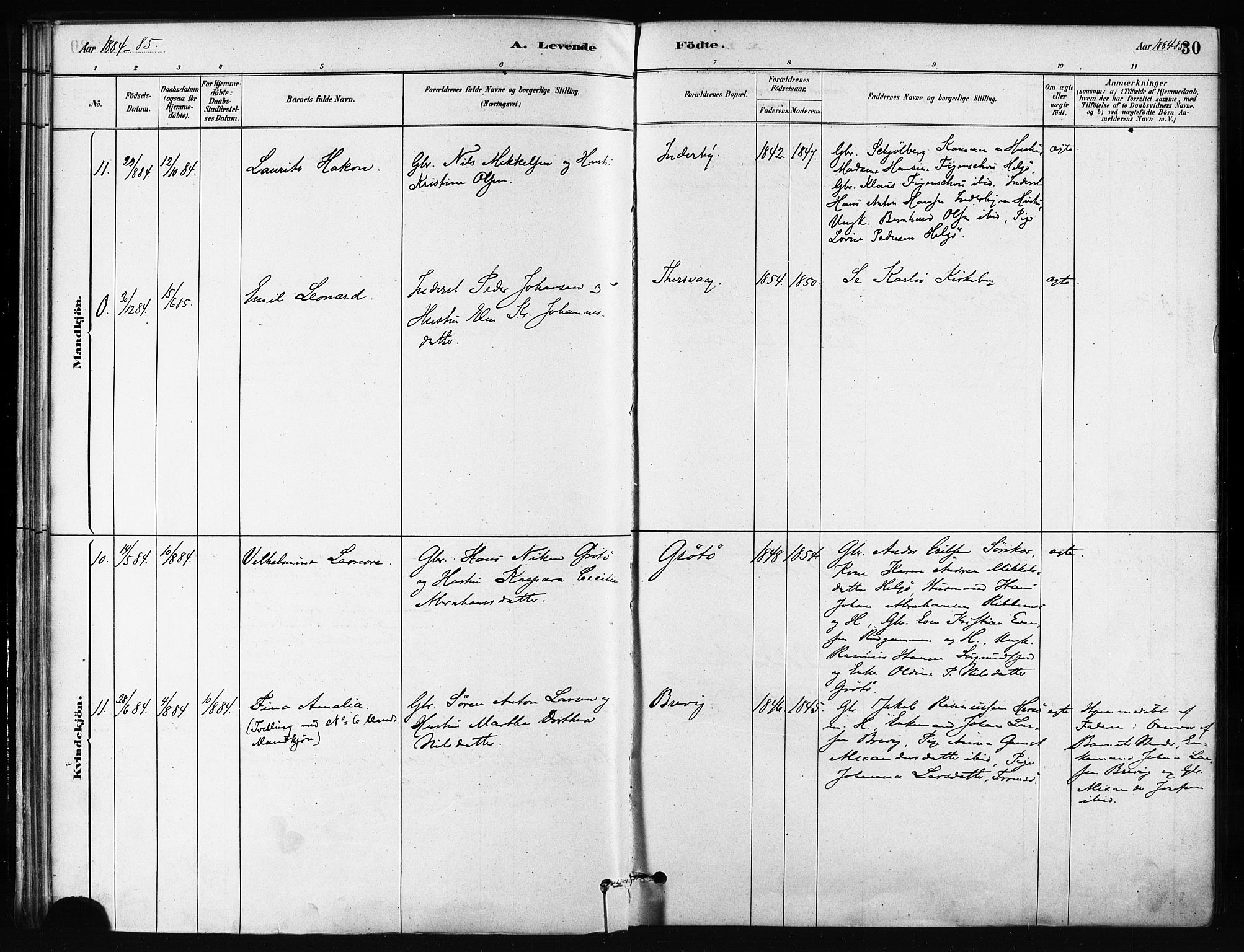 Karlsøy sokneprestembete, AV/SATØ-S-1299/H/Ha/Haa/L0011kirke: Ministerialbok nr. 11, 1879-1892, s. 30