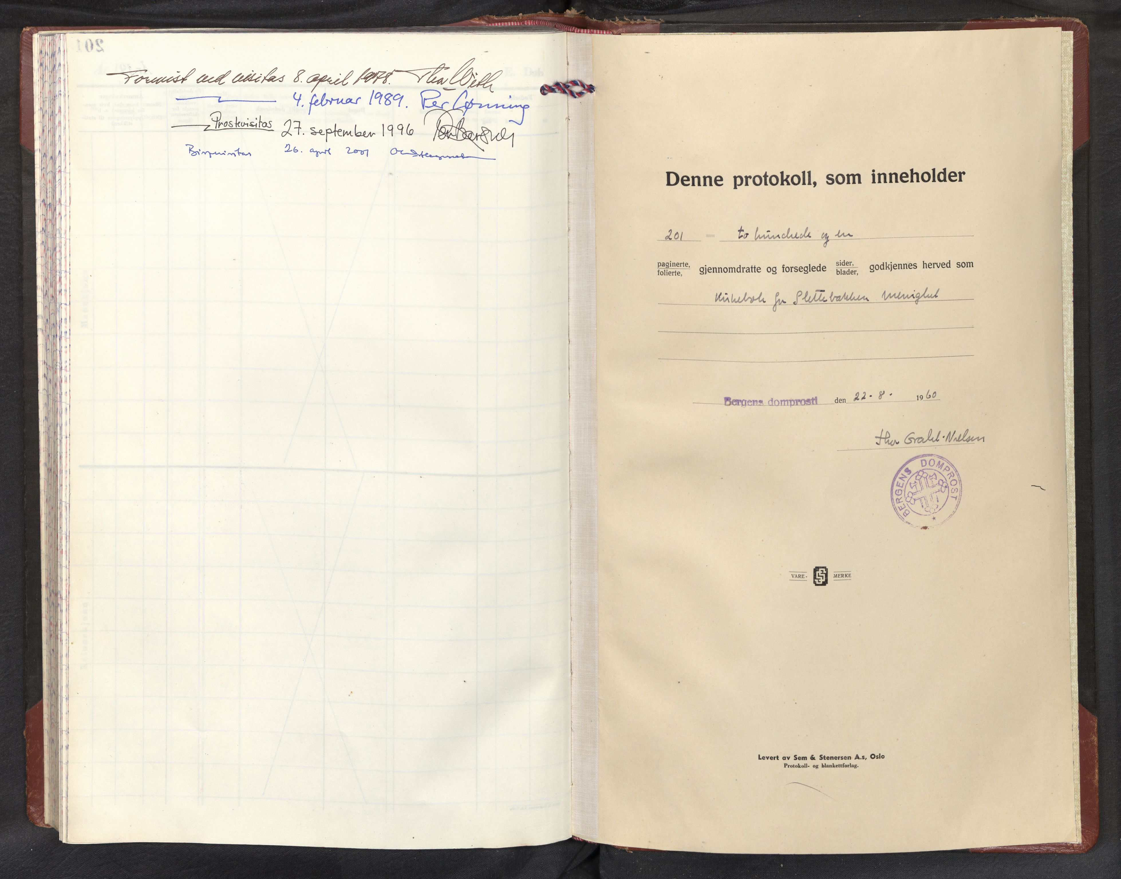 Slettebakken Sokneprestembete, AV/SAB-A-77901/H/Haa: Ministerialbok nr. D 1, 1960-2002