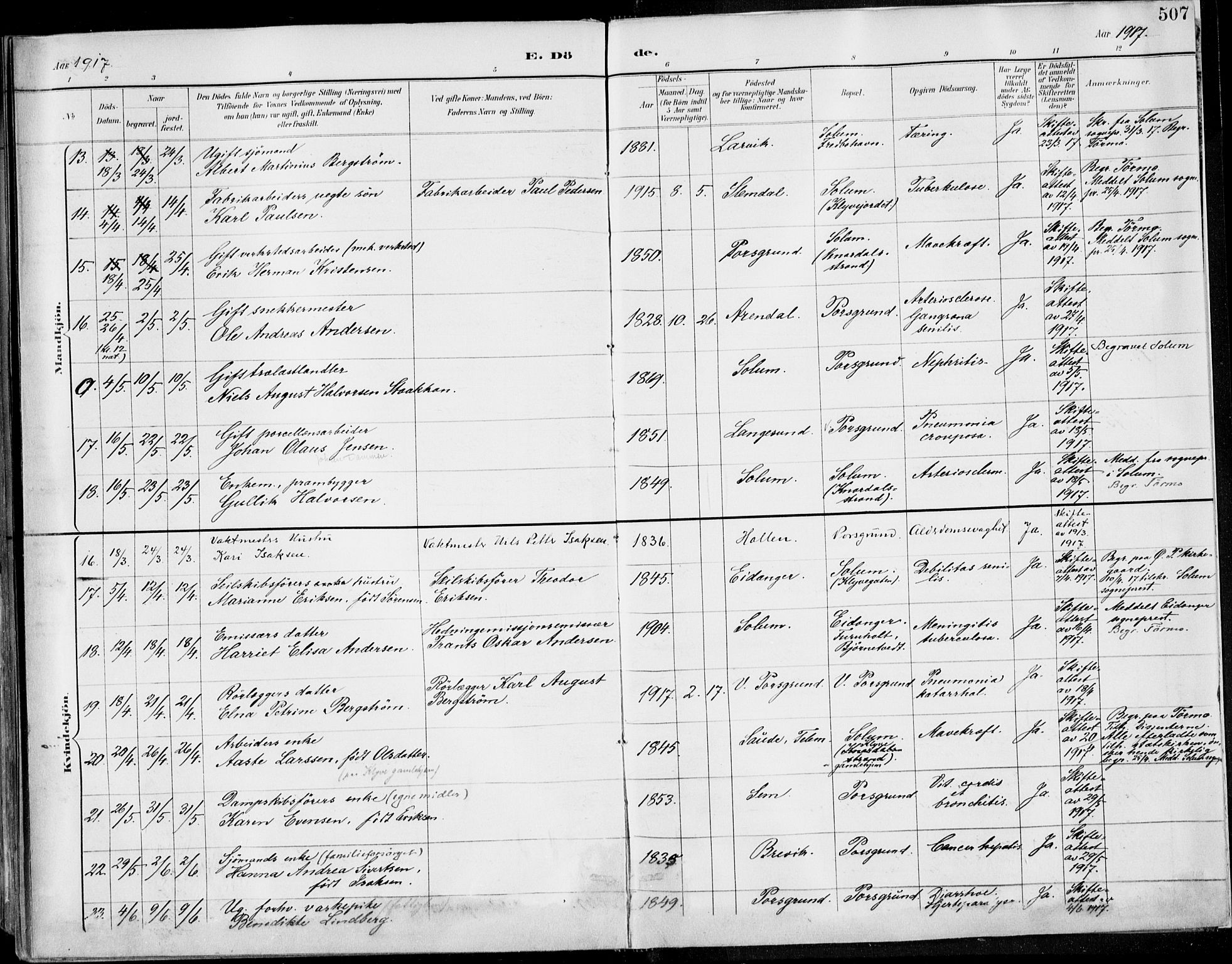 Porsgrunn kirkebøker , AV/SAKO-A-104/F/Fa/L0011: Ministerialbok nr. 11, 1895-1919, s. 507