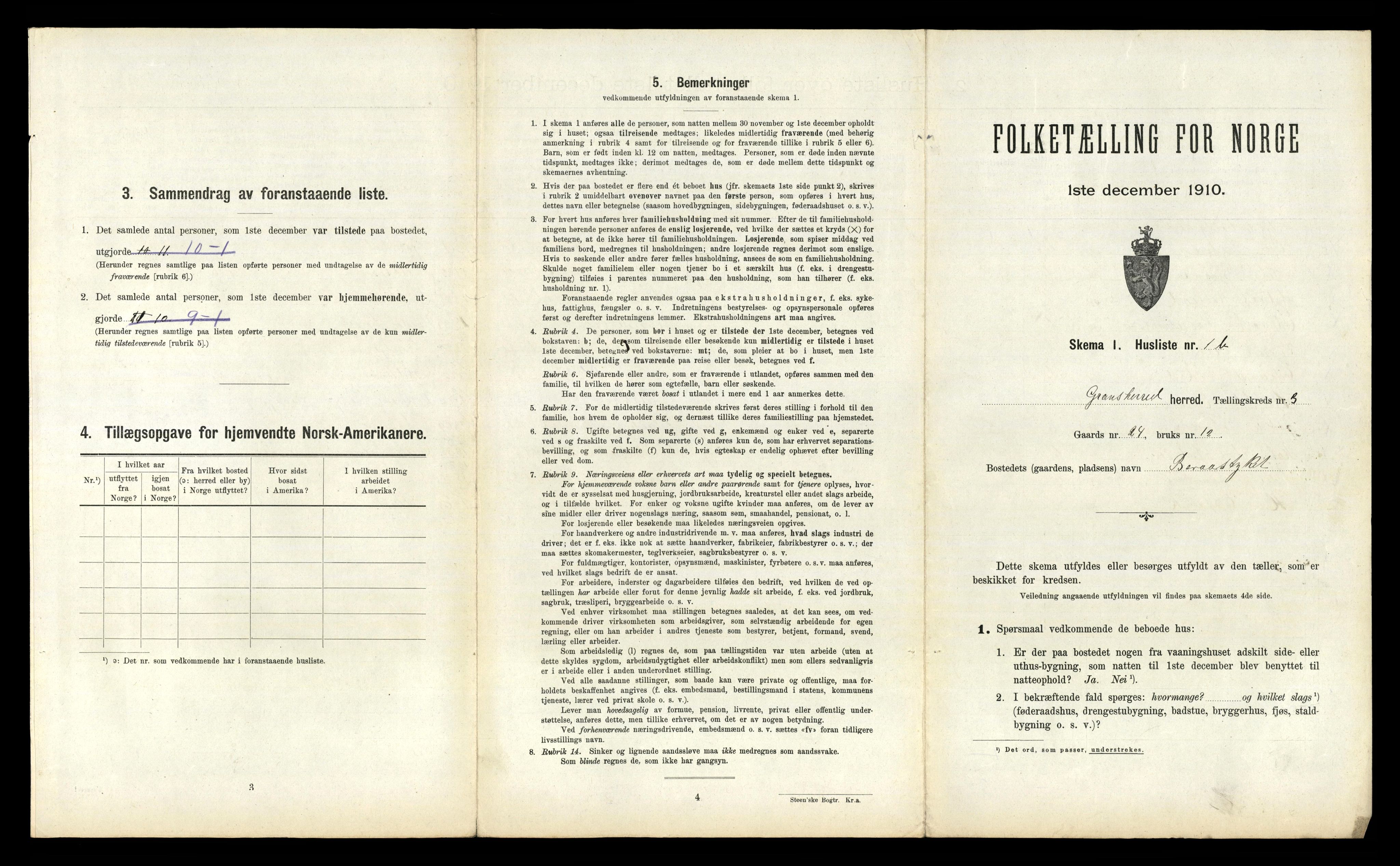 RA, Folketelling 1910 for 0824 Gransherad herred, 1910, s. 260