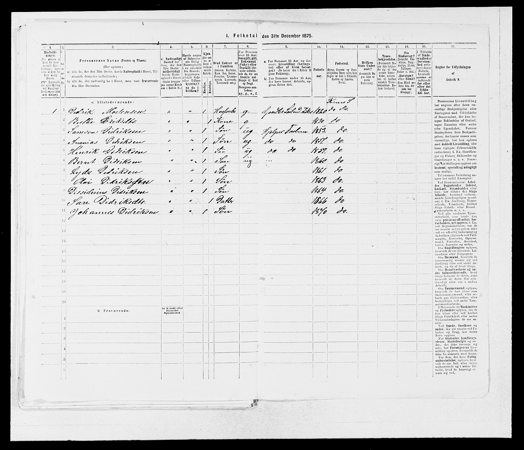 SAB, Folketelling 1875 for 1437L Kinn prestegjeld, Kinn sokn og Svanøy sokn, 1875, s. 162