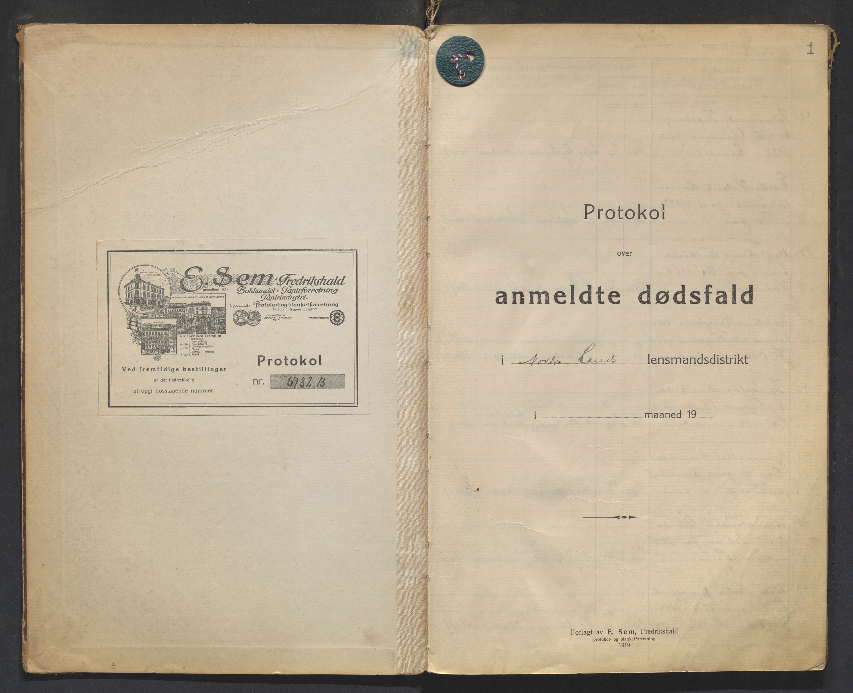 Nordre Land lensmannskontor, SAH/LON-013/H/Ha/Haa/L0001/0004: Dødsfallsprotokoller / Dødsfallsprotokoll, 1921-1928, s. 1