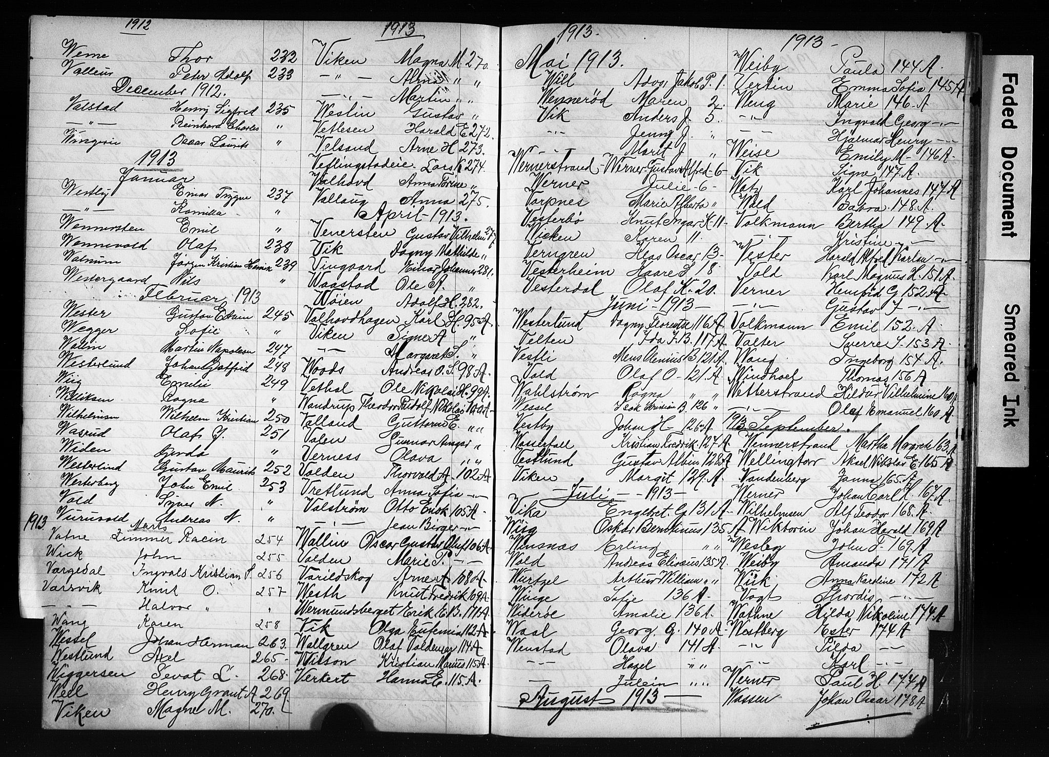 Oslo politidistrikt, AV/SAO-A-10085/E/Ee/Eefa/L0011: Register til emigrantprotokollene, 1910-1914