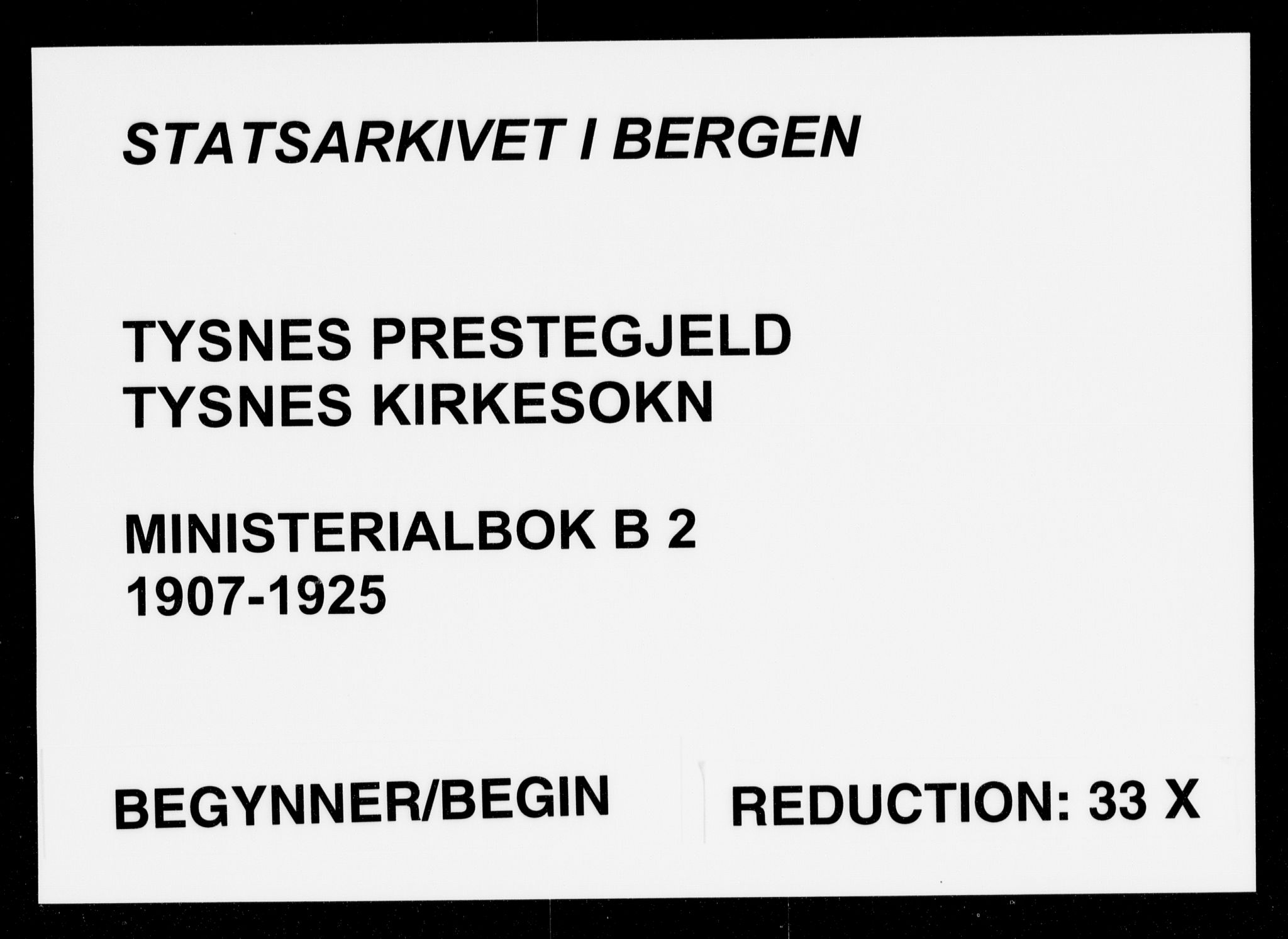 Tysnes sokneprestembete, SAB/A-78601/H/Haa: Ministerialbok nr. B 2, 1907-1925