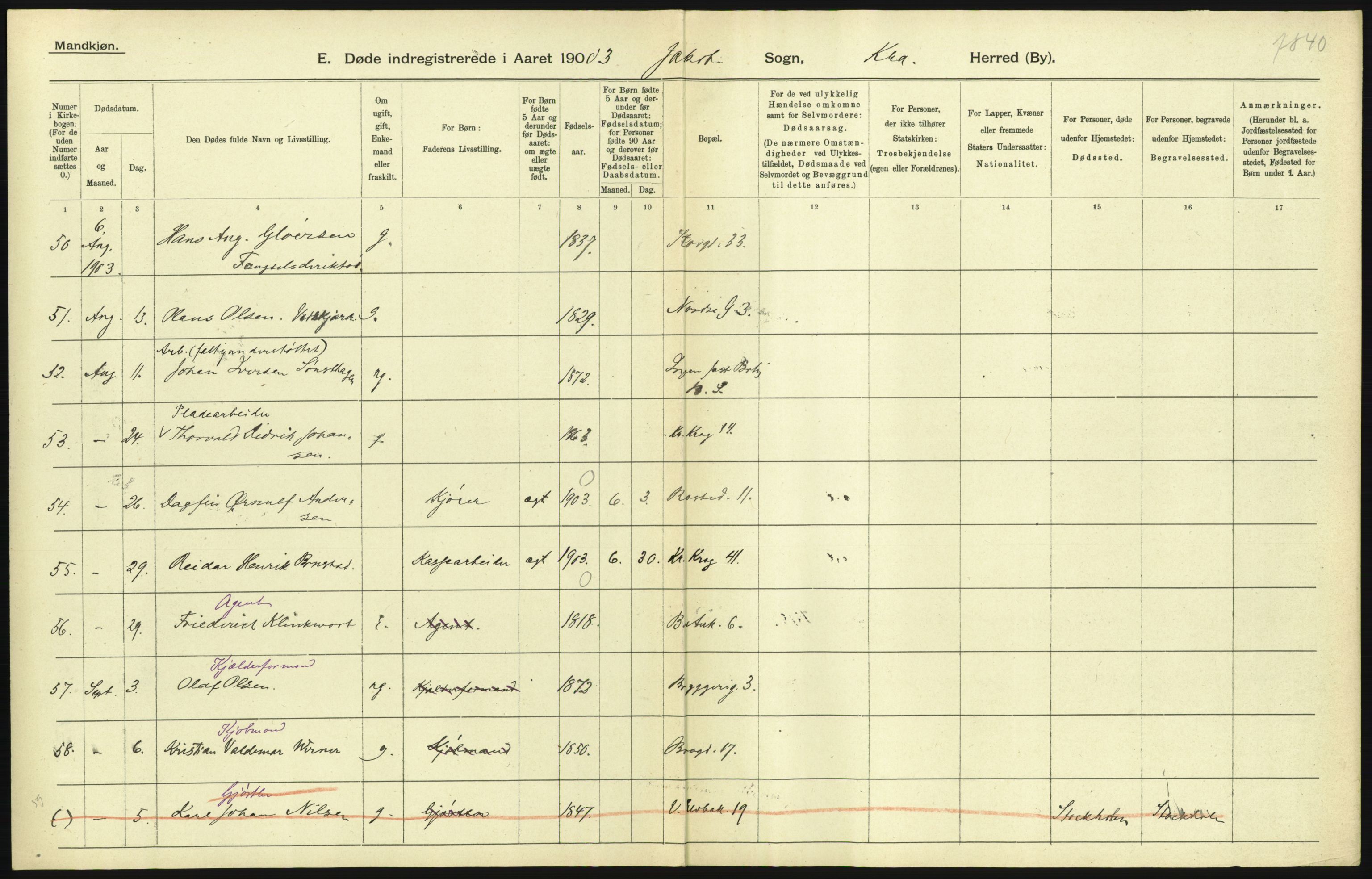 Statistisk sentralbyrå, Sosiodemografiske emner, Befolkning, AV/RA-S-2228/D/Df/Dfa/Dfaa/L0004: Kristiania: Gifte, døde, 1903, s. 221