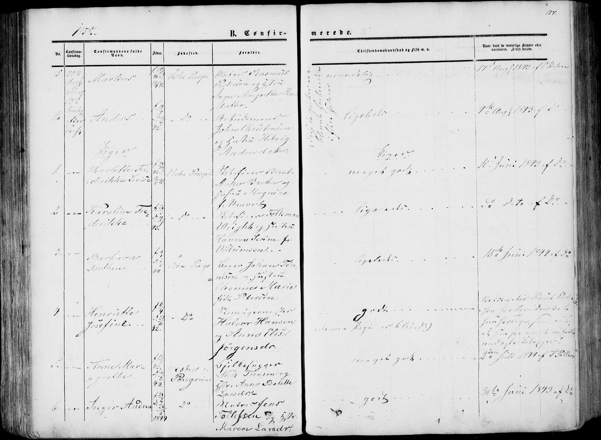 Porsgrunn kirkebøker , AV/SAKO-A-104/F/Fa/L0007: Ministerialbok nr. 7, 1858-1877, s. 177