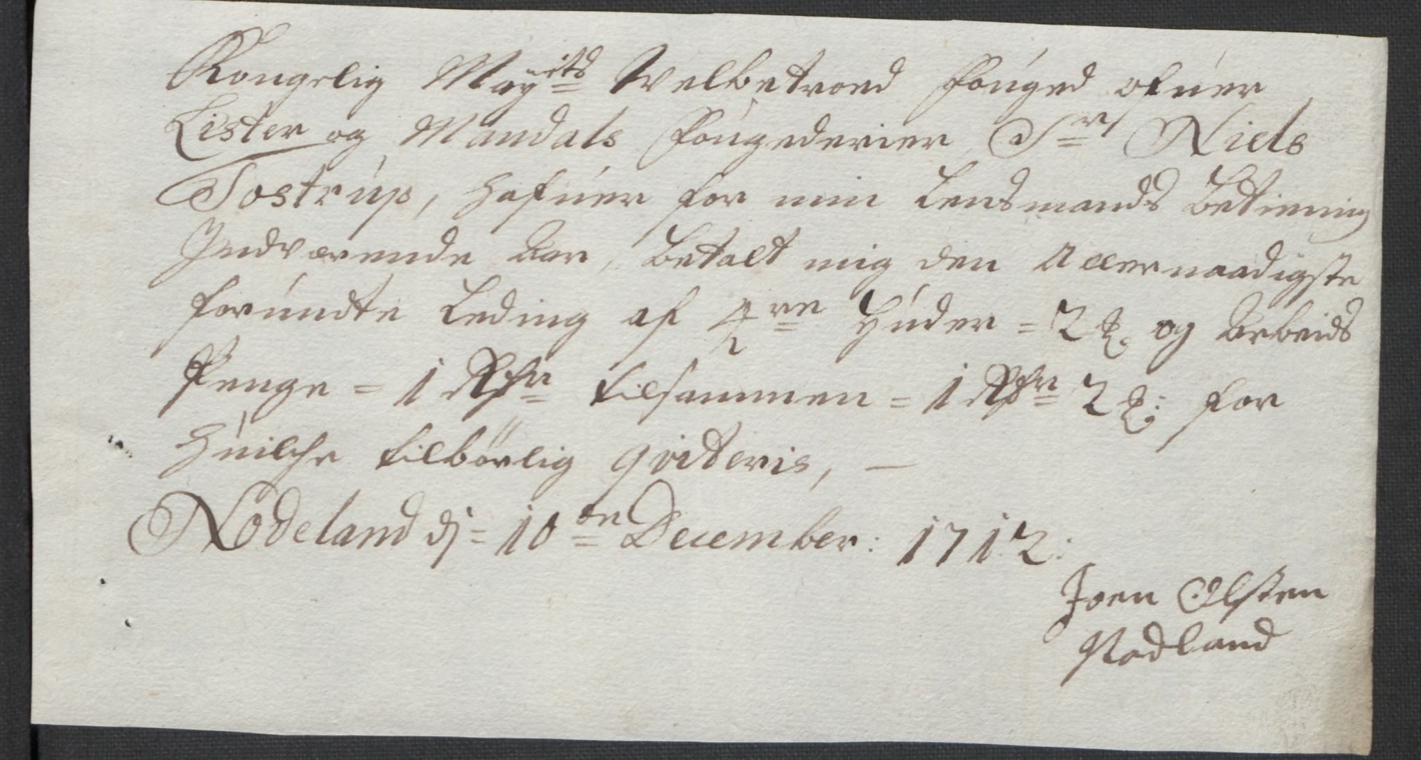 Rentekammeret inntil 1814, Reviderte regnskaper, Fogderegnskap, AV/RA-EA-4092/R43/L2555: Fogderegnskap Lista og Mandal, 1712, s. 225