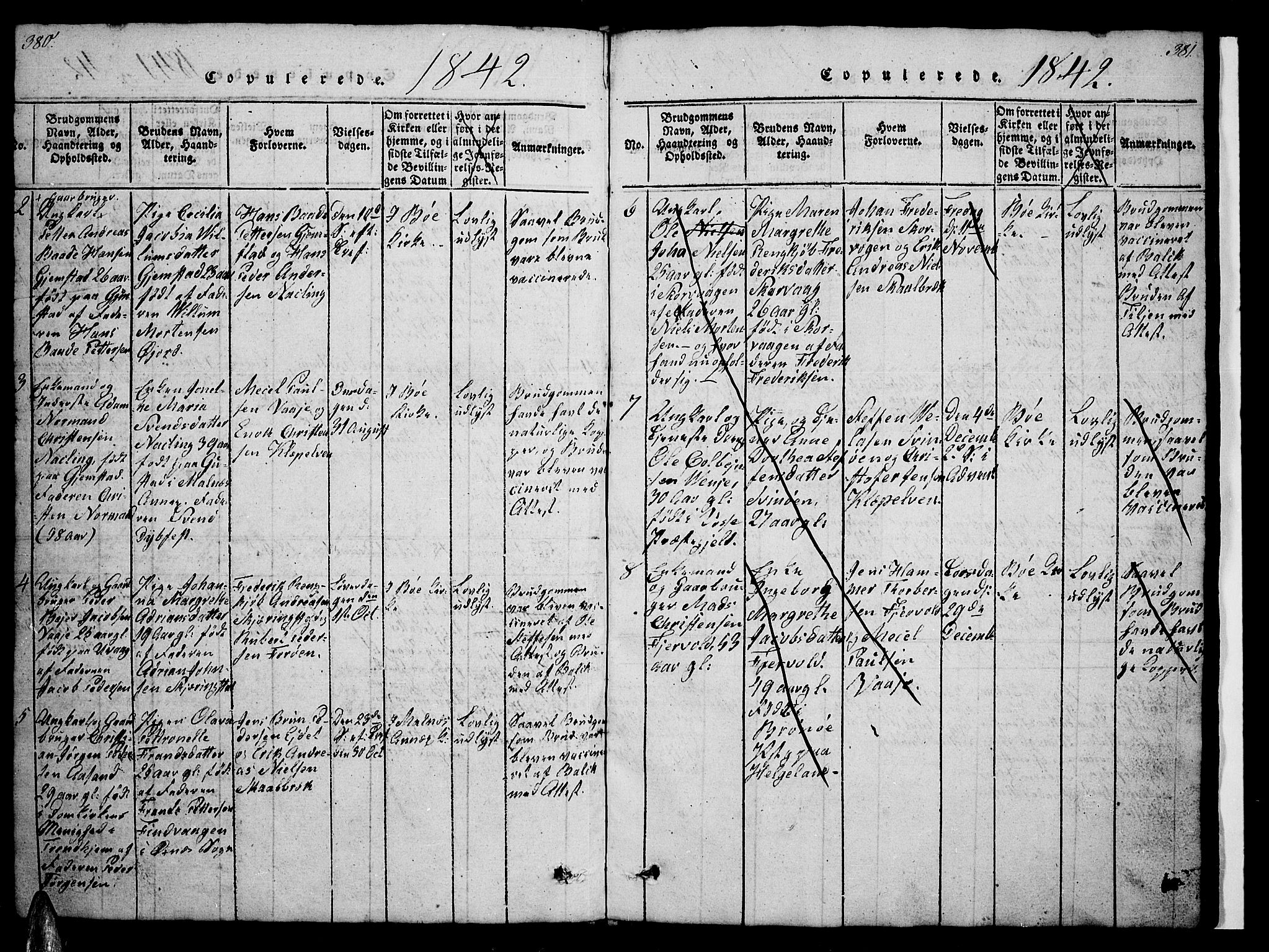 Ministerialprotokoller, klokkerbøker og fødselsregistre - Nordland, AV/SAT-A-1459/891/L1312: Klokkerbok nr. 891C01, 1820-1856, s. 380-381